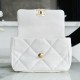 CHANEL 19 SMALL WHITE LAMBSKIN BAG