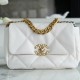 CHANEL 19 SMALL WHITE LAMBSKIN BAG