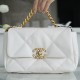 CHANEL 19 SMALL WHITE LAMBSKIN BAG