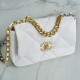 CHANEL 19 SMALL WHITE LAMBSKIN BAG