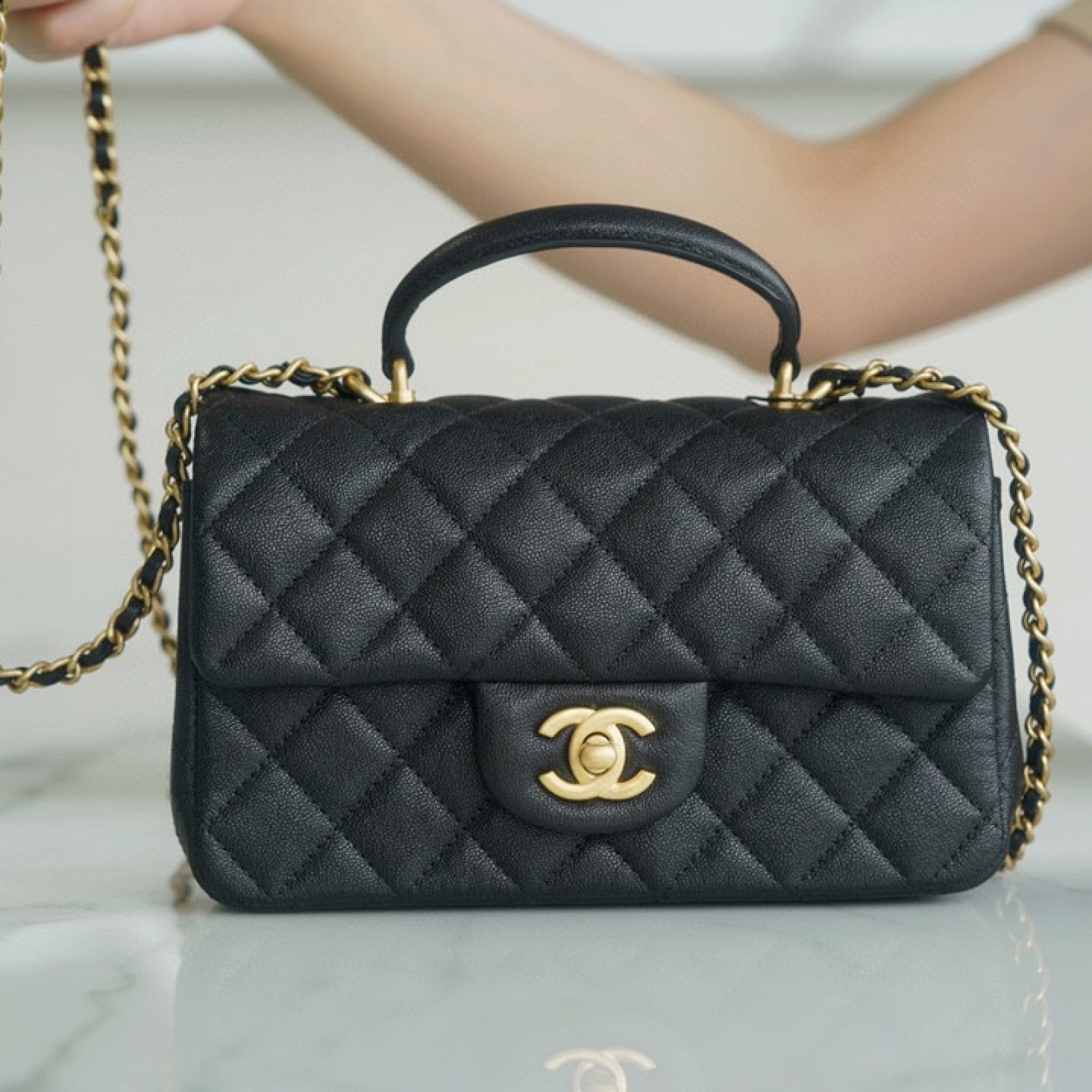 CHANEL MINI TOP HANDLE RECTANGULAR FLAP BAG