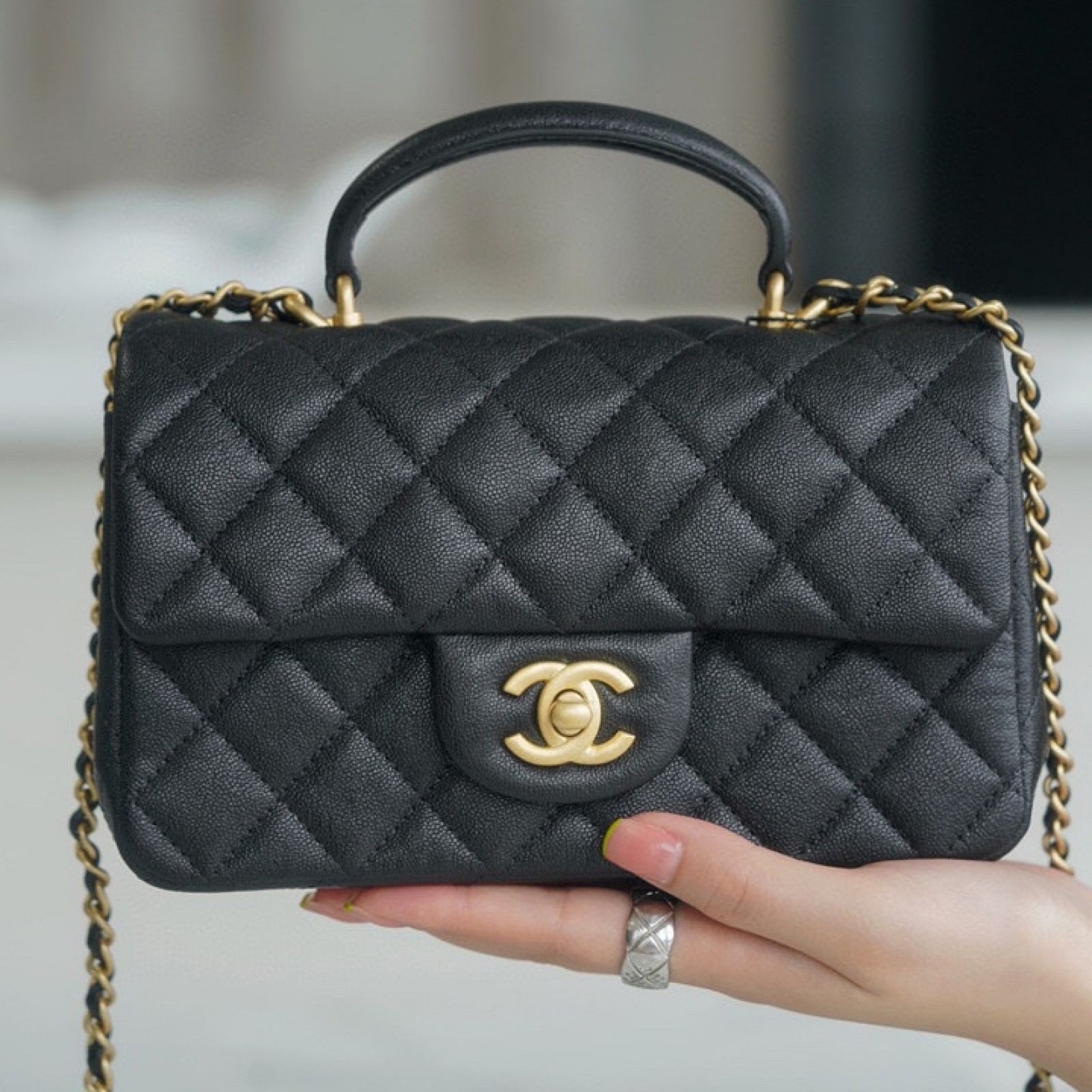 CHANEL MINI TOP HANDLE RECTANGULAR FLAP BAG