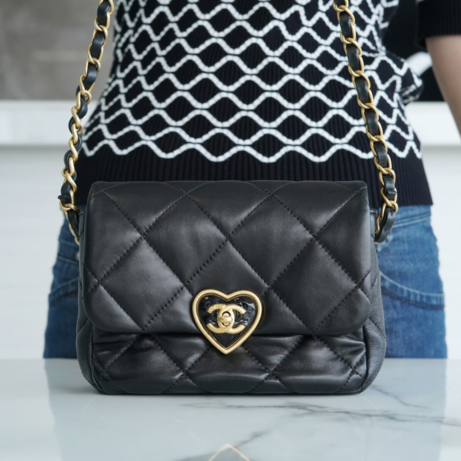 CHANEL MINI HEART SQUARE FLAP BAG