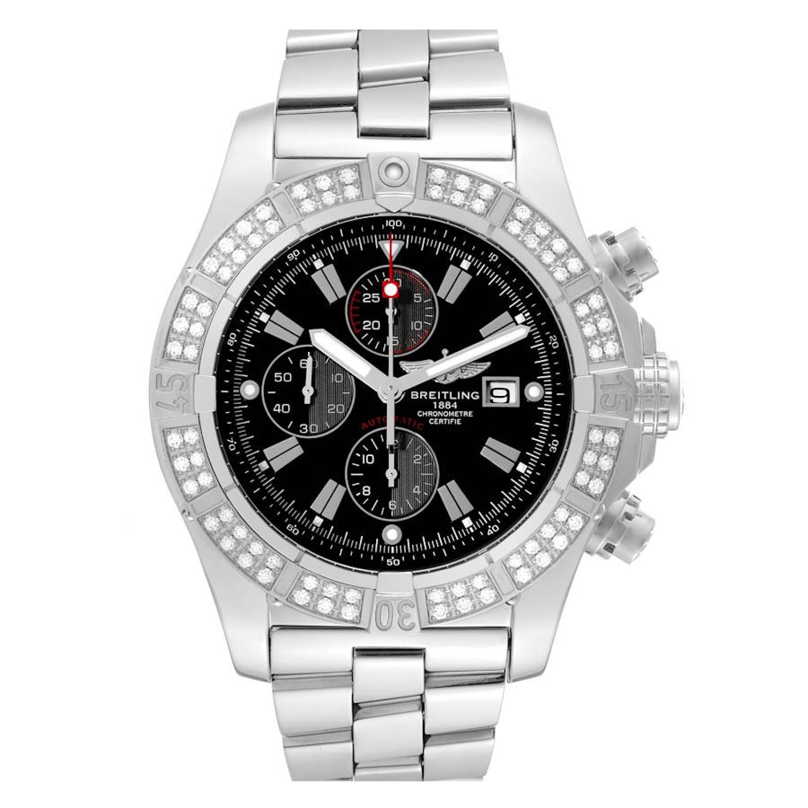 Breitling Super Avenger Chronograph Diamond Steel Mens Watch A13370