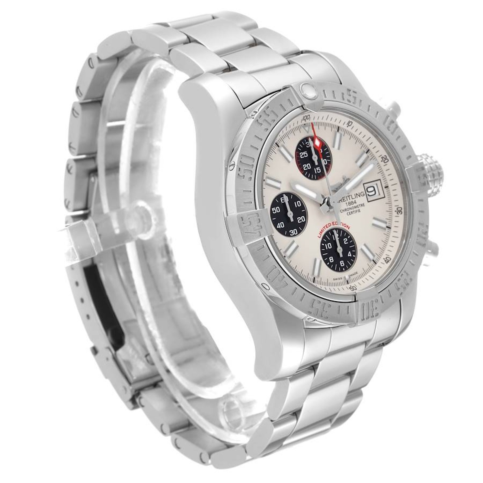 Breitling Avenger II White Dial Steel Mens Watch A13381