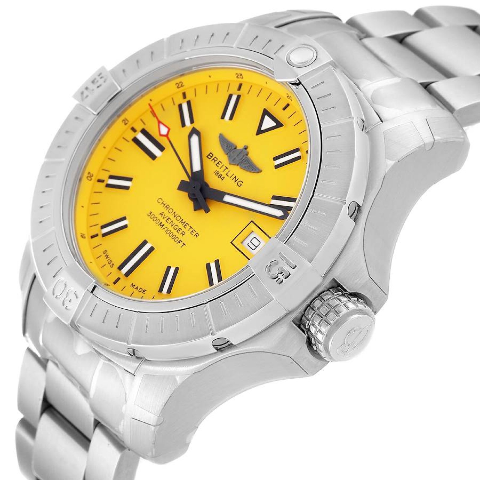 Breitling Avenger 45 Seawolf Yellow Dial Steel Mens Watch A17319