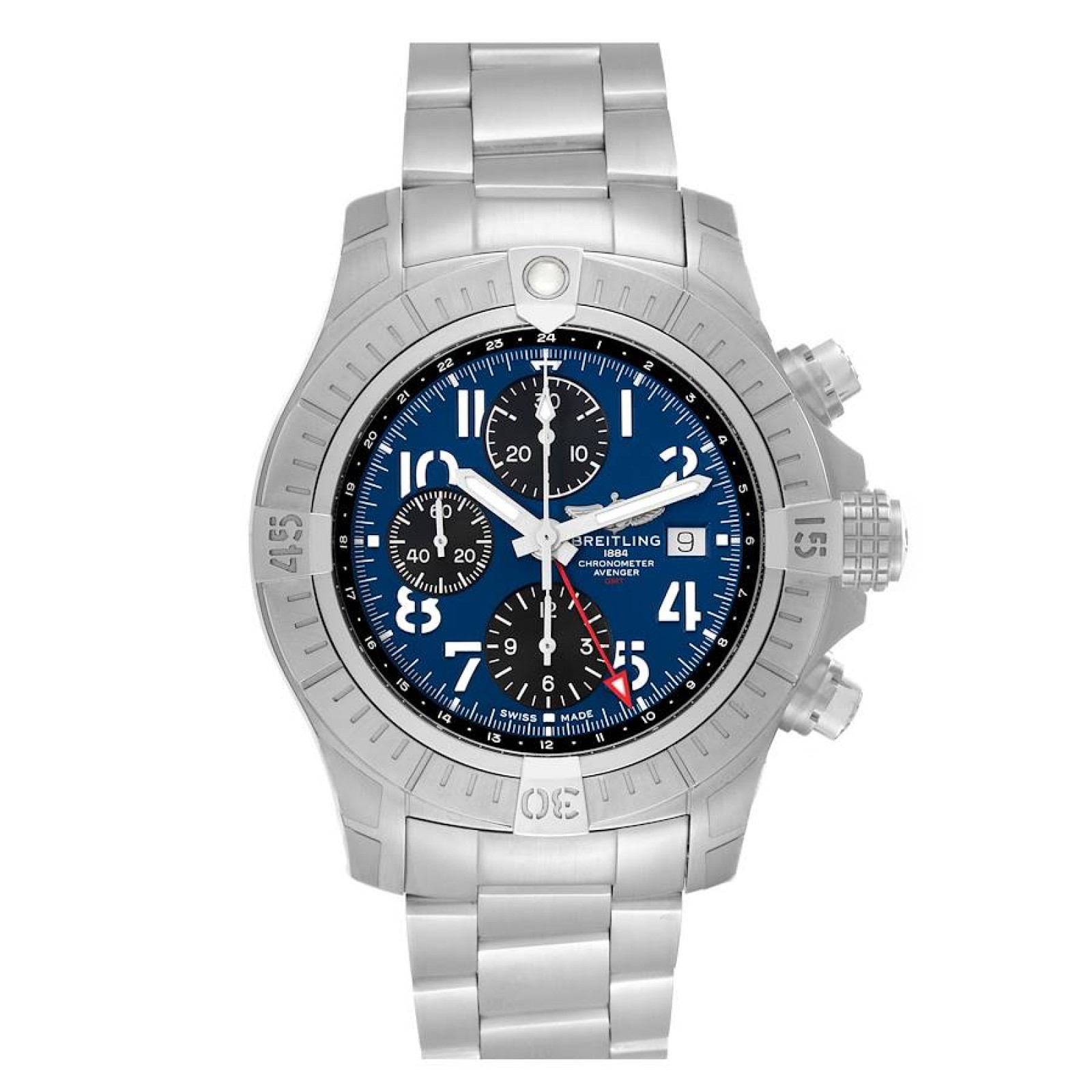 Breitling Avenger Chronograph GMT 45 Steel Mens Watch A24315