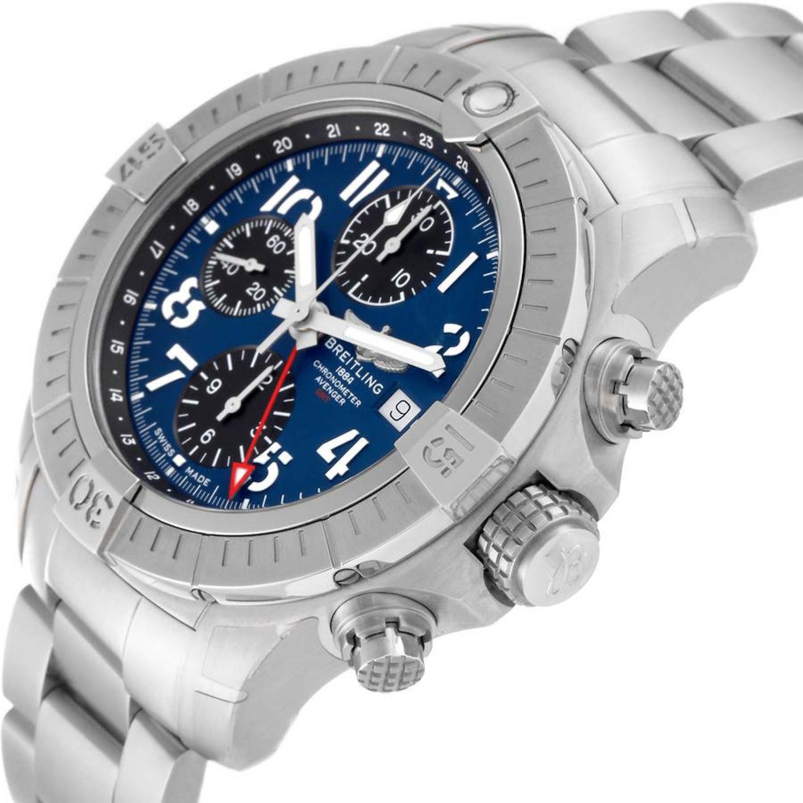 Breitling Avenger Chronograph GMT 45 Steel Mens Watch A24315