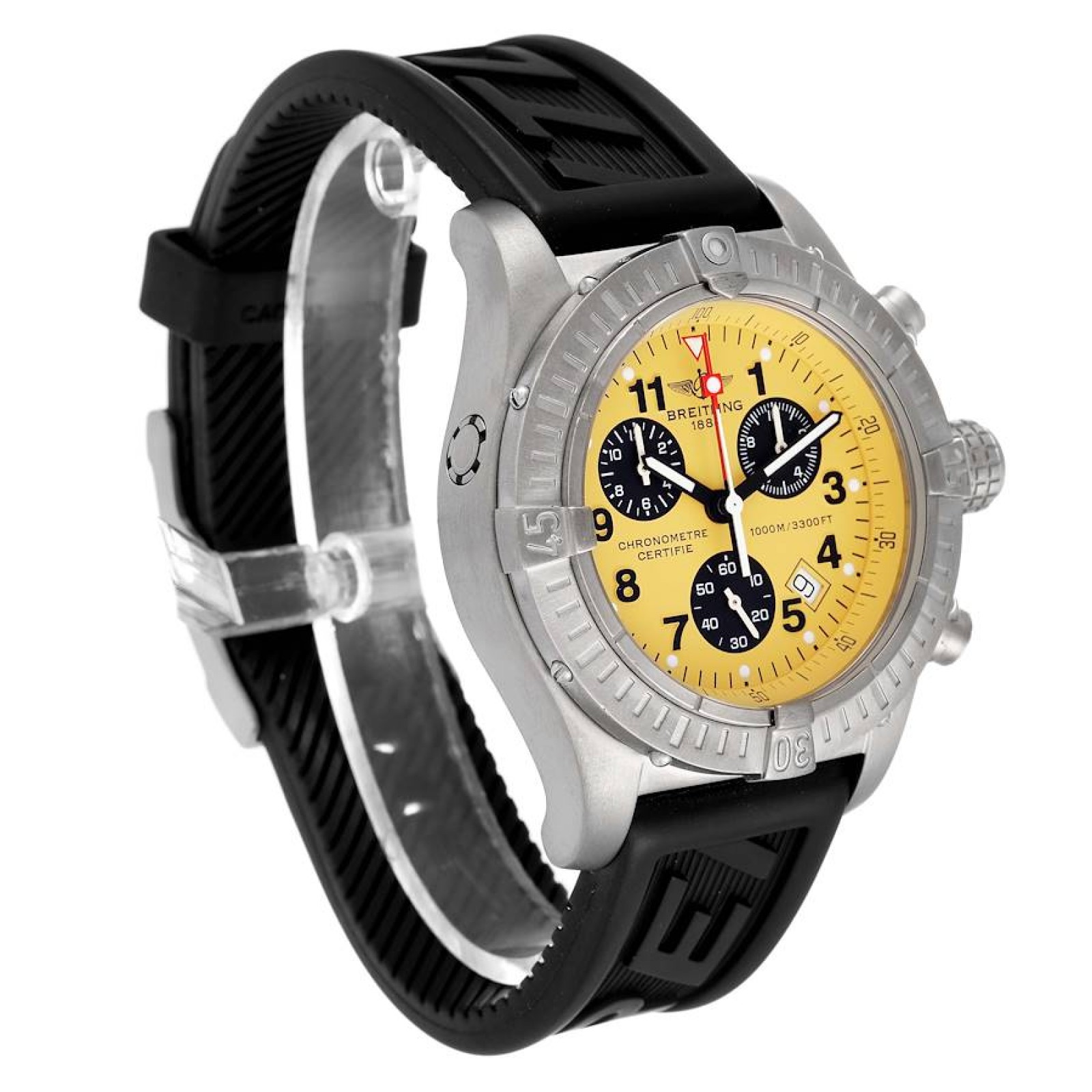 Breitling Aeromarine Chrono Avenger M1 Yellow Dial Titanium Mens Watch E73360