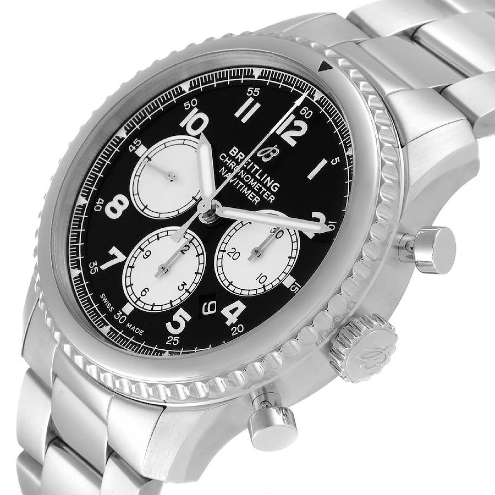 Breitling Navitimer Aviator 8 B01 Black Dial Steel Mens Watch AB0117