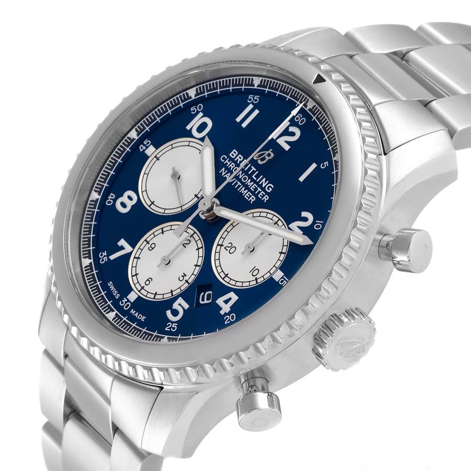 Breitling Navitimer Aviator 8 B01 Blue Dial Steel Mens Watch AB0117