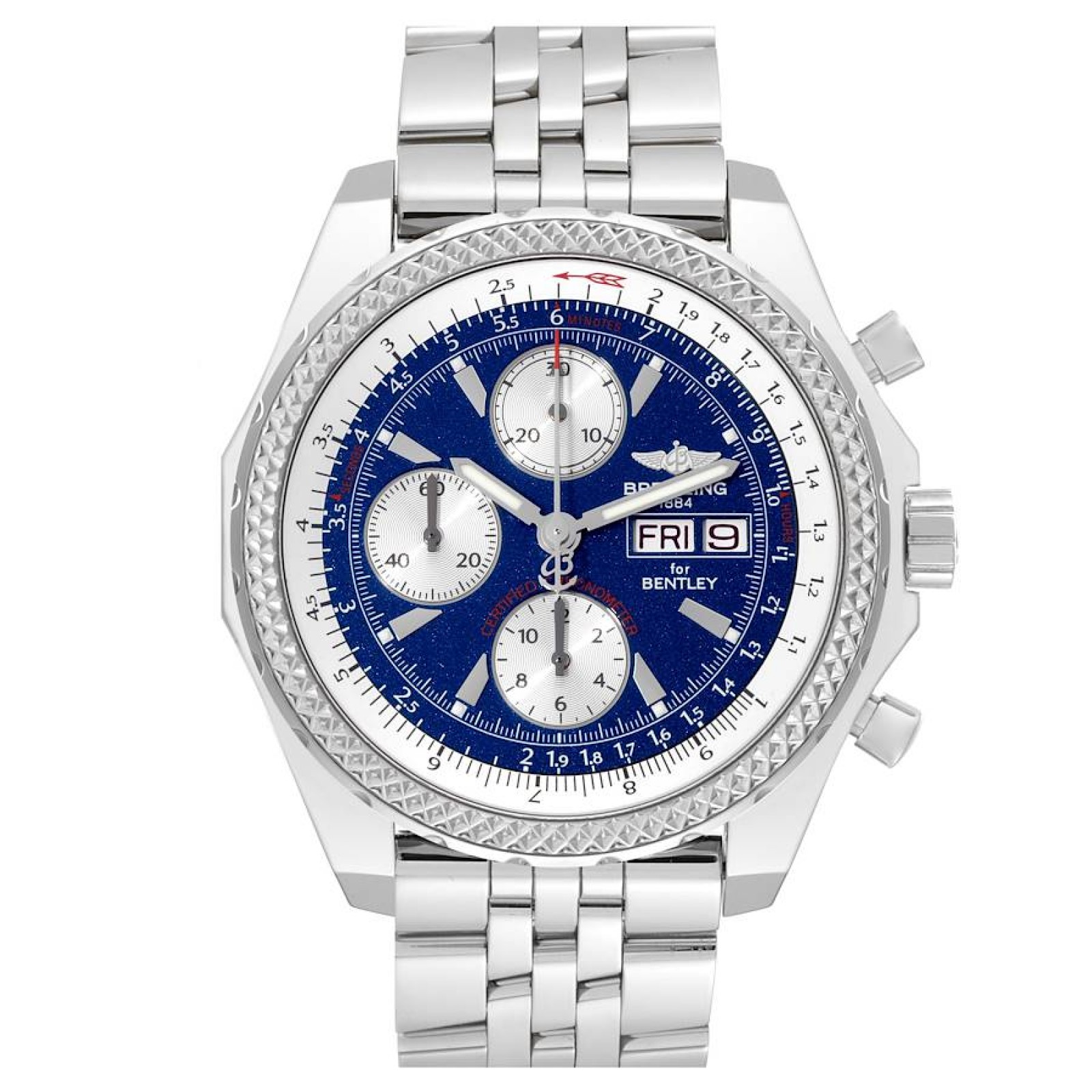 Breitling Bentley Motors GT Blue Dial Sreel Mens Watch A13362