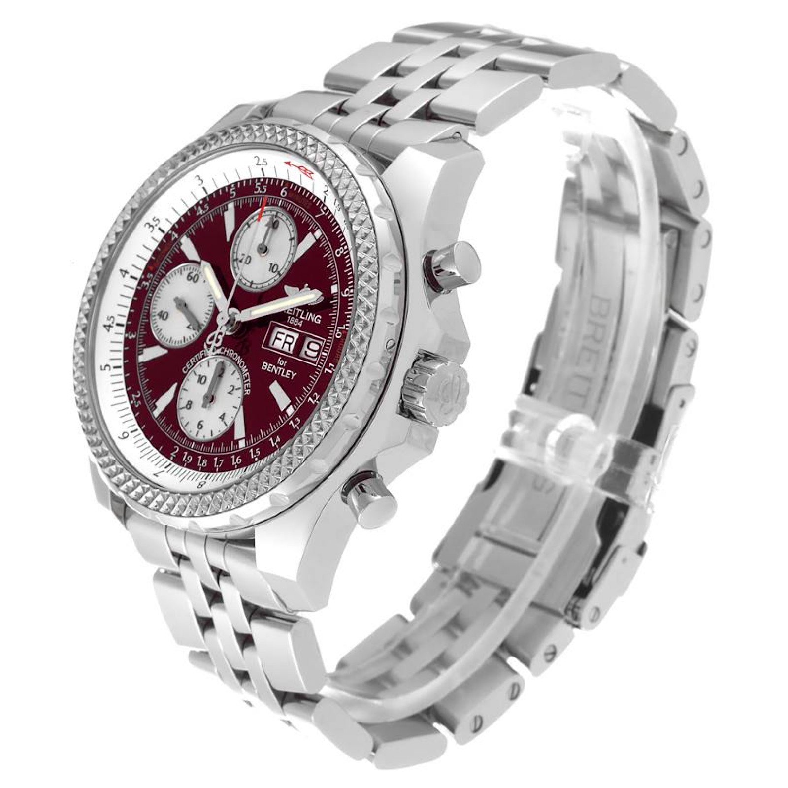 Breitling Bentley Motors GT Burgundy Dial Steel Mens Watch A13362