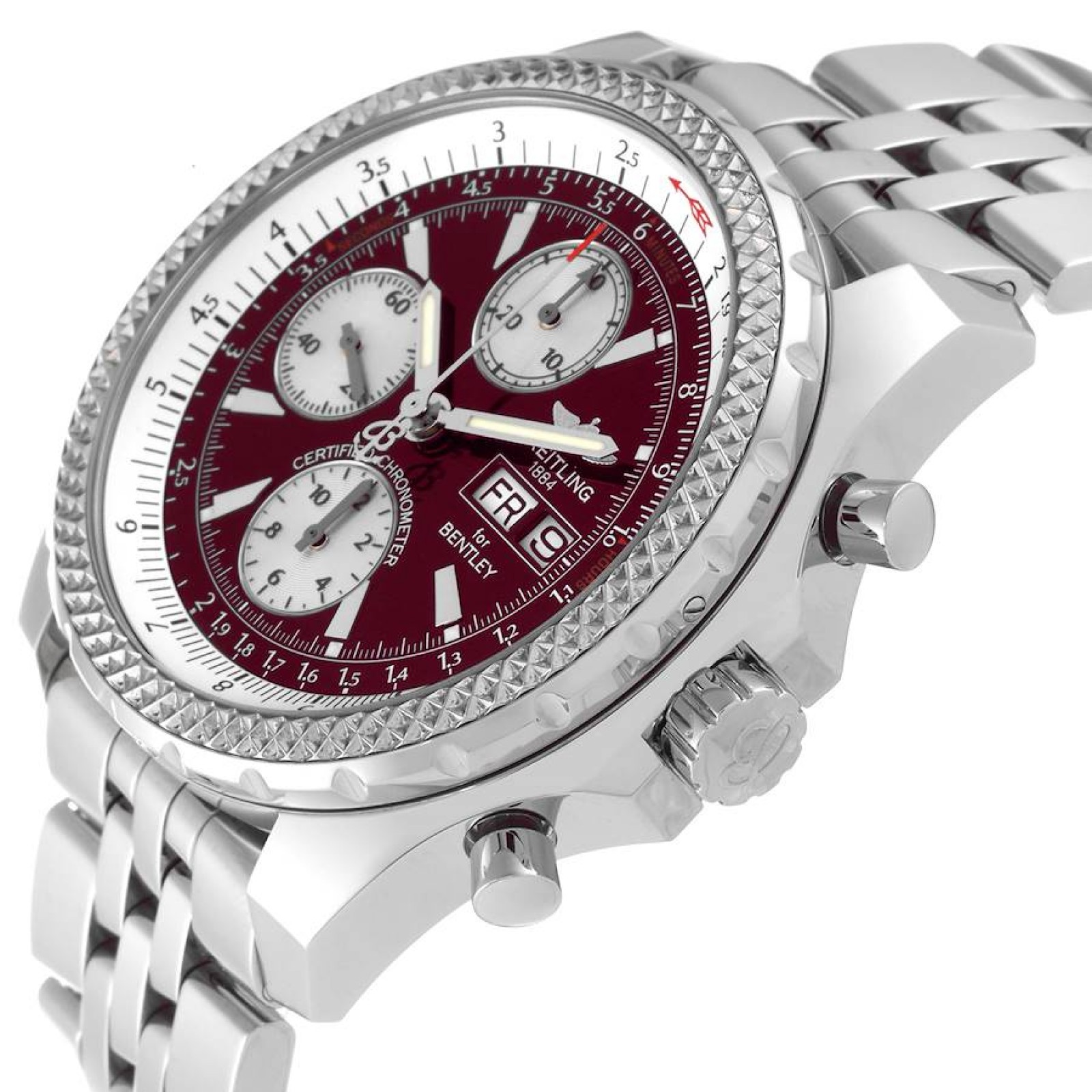 Breitling Bentley Motors GT Burgundy Dial Steel Mens Watch A13362