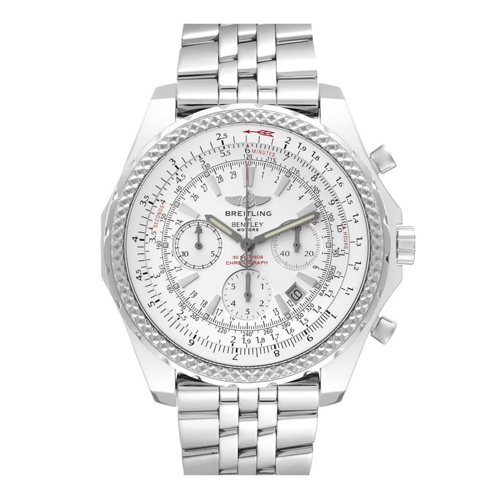 Breitling Bentley Motors Silver Dial Steel Chronograph Mens Watch A25362