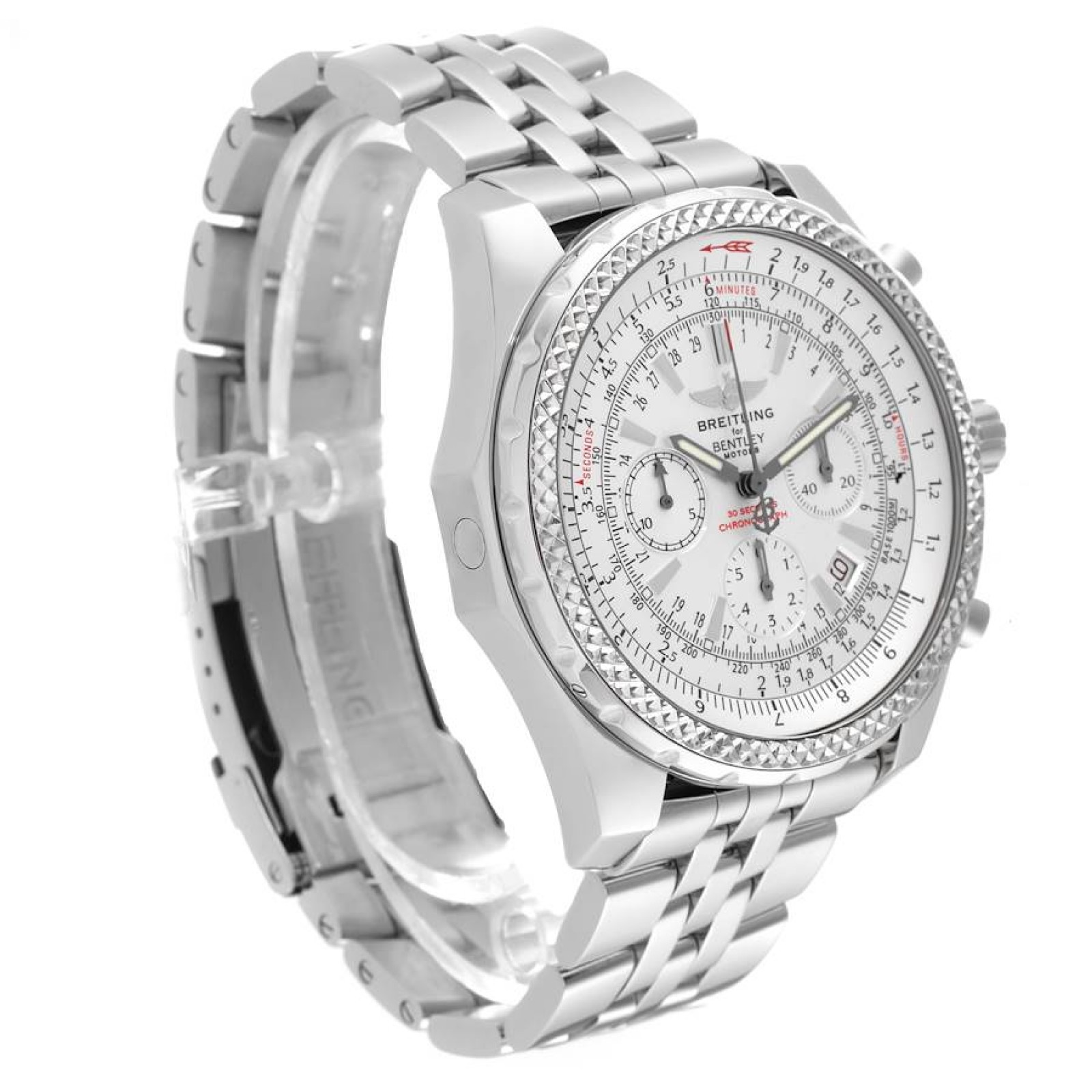 Breitling Bentley Motors Silver Dial Steel Chronograph Mens Watch A25362