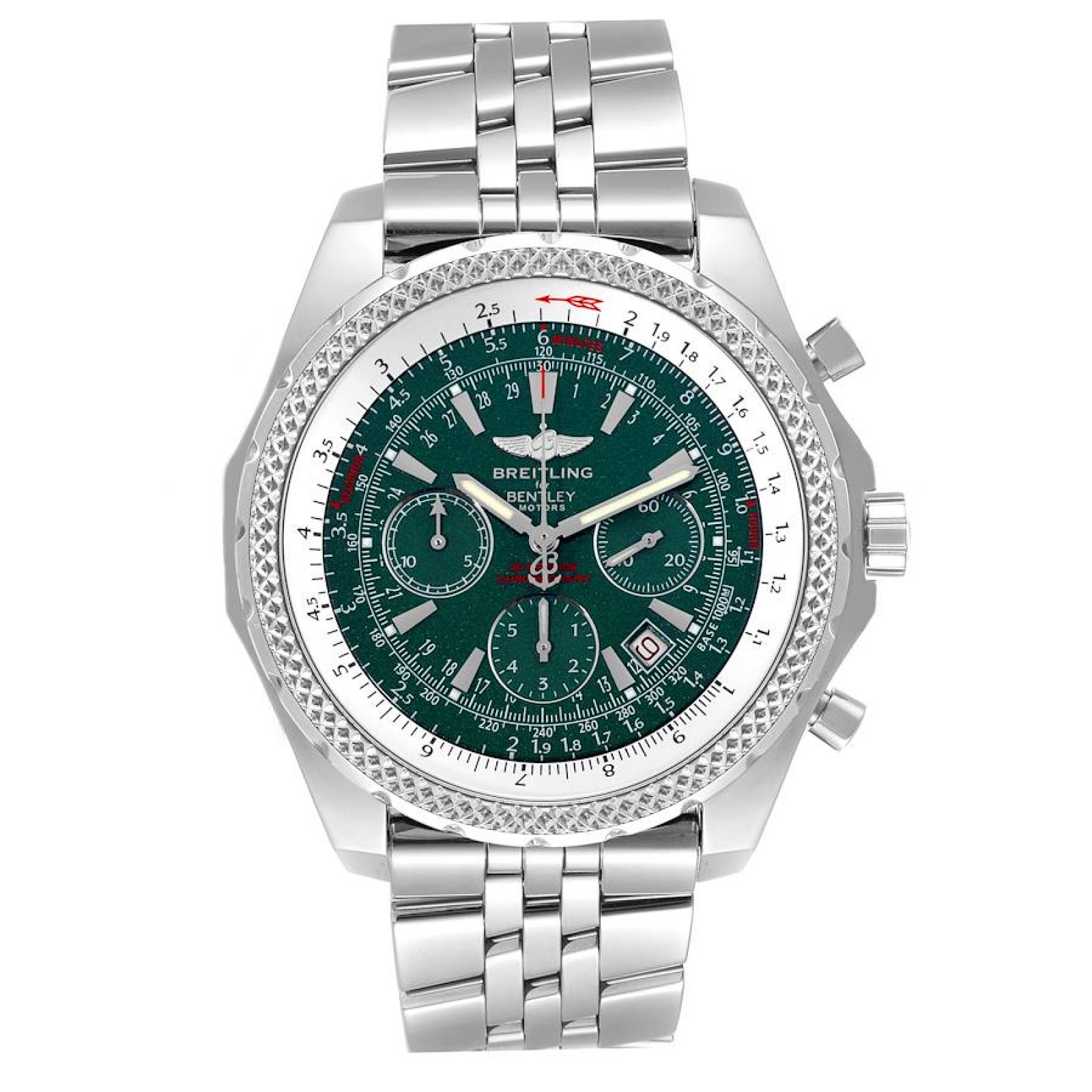 Breitling Bentley Motors Green Dial Chronograph Steel Mens Watch A25362