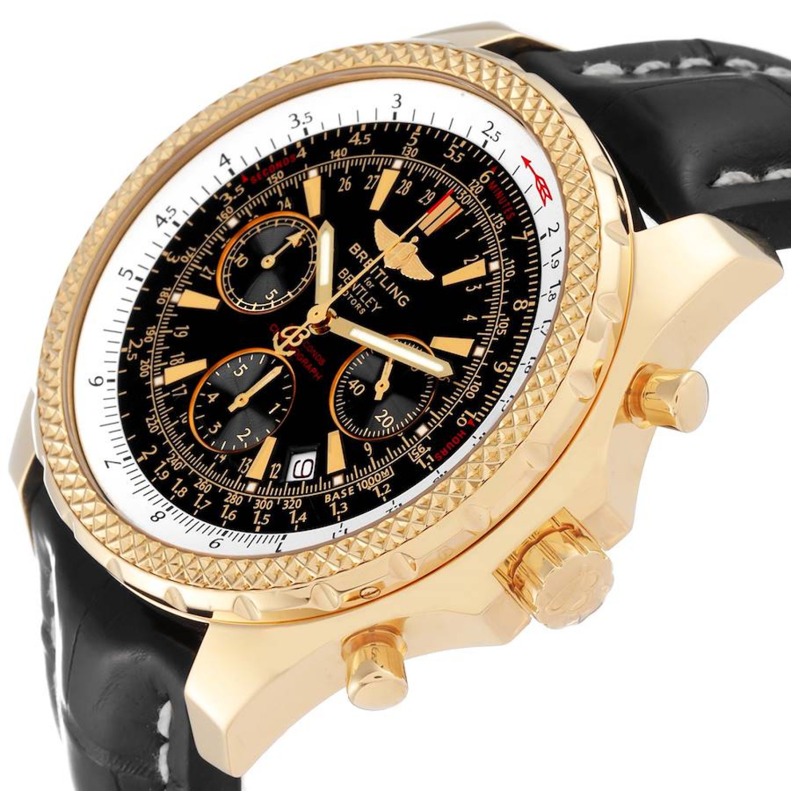 Breitling Bentley Yellow Gold Black Dial Chronograph Mens Watch K25362