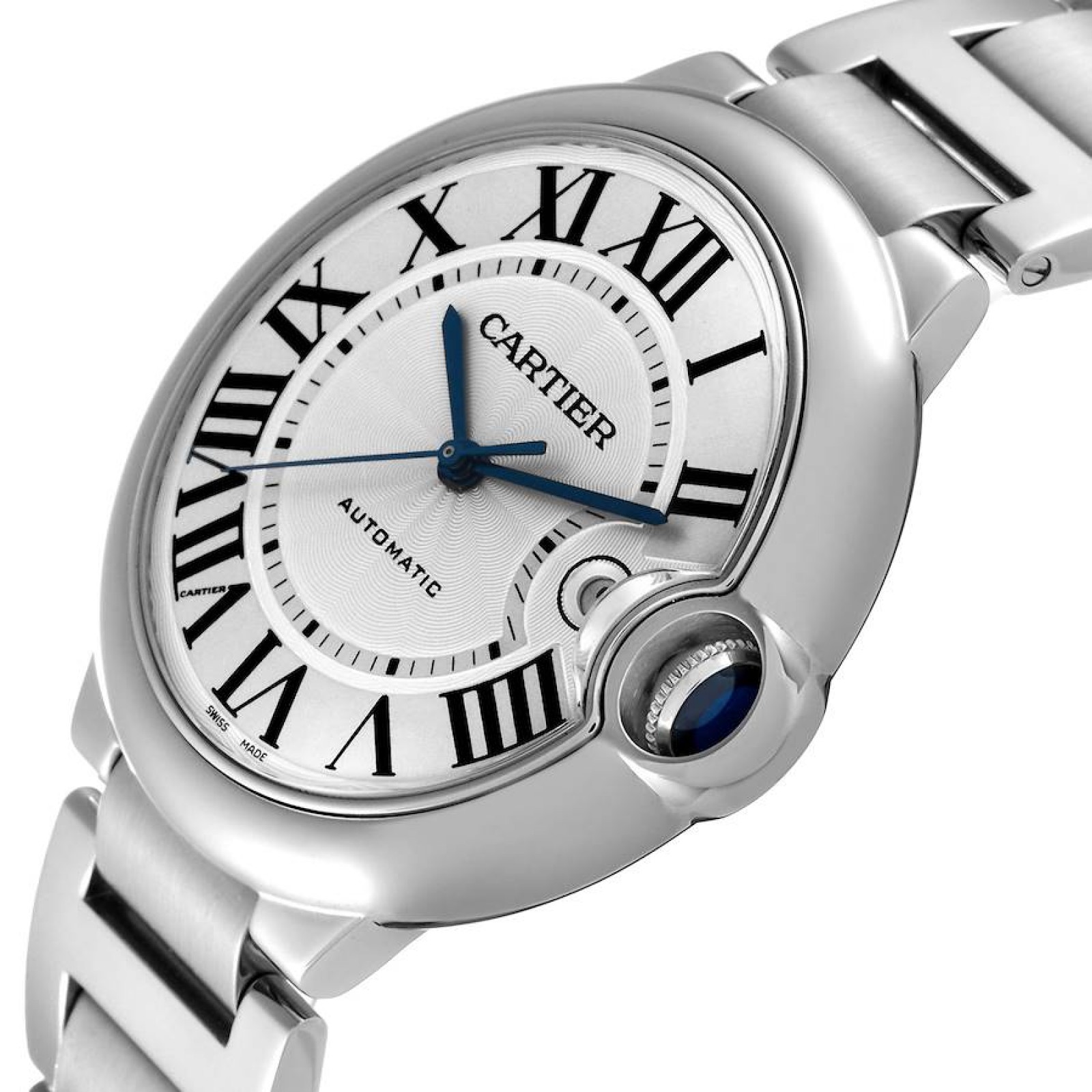 Cartier Ballon Bleu 42 Automatic Silver Dial Steel Mens Watch W69012Z4