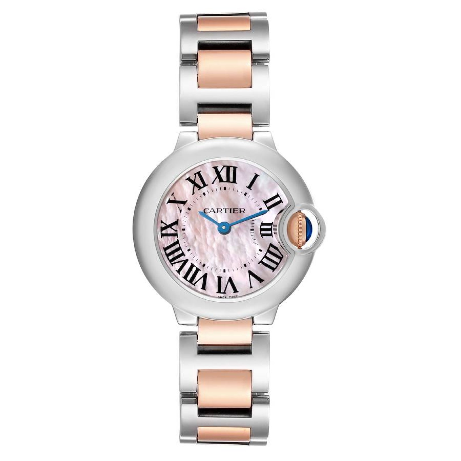 Cartier Ballon Bleu Steel Rose Gold Pink MOP Dial Ladies Watch W6920034