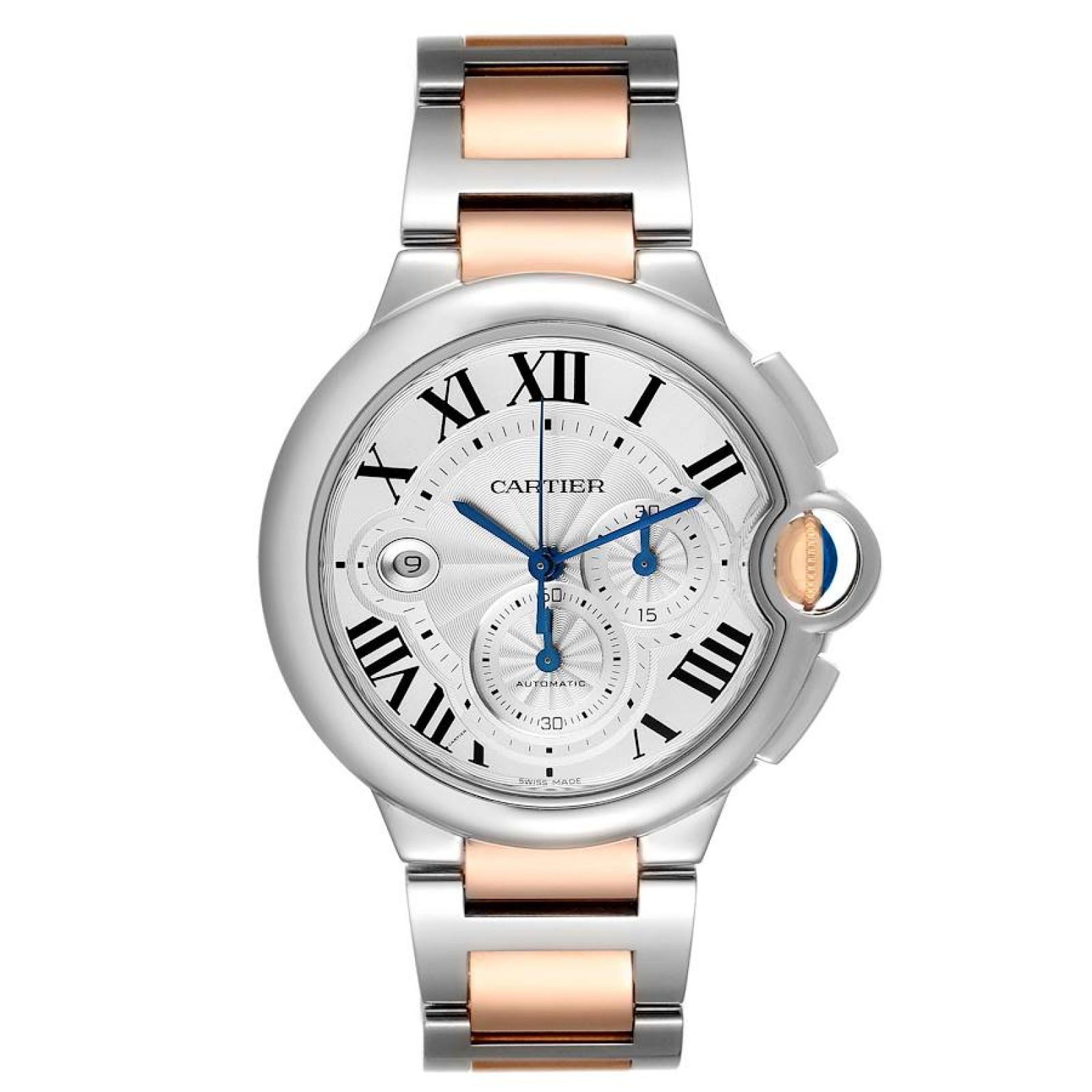 Cartier Ballon Bleu Chronograph Steel Rose Gold Mens Watch W6920063