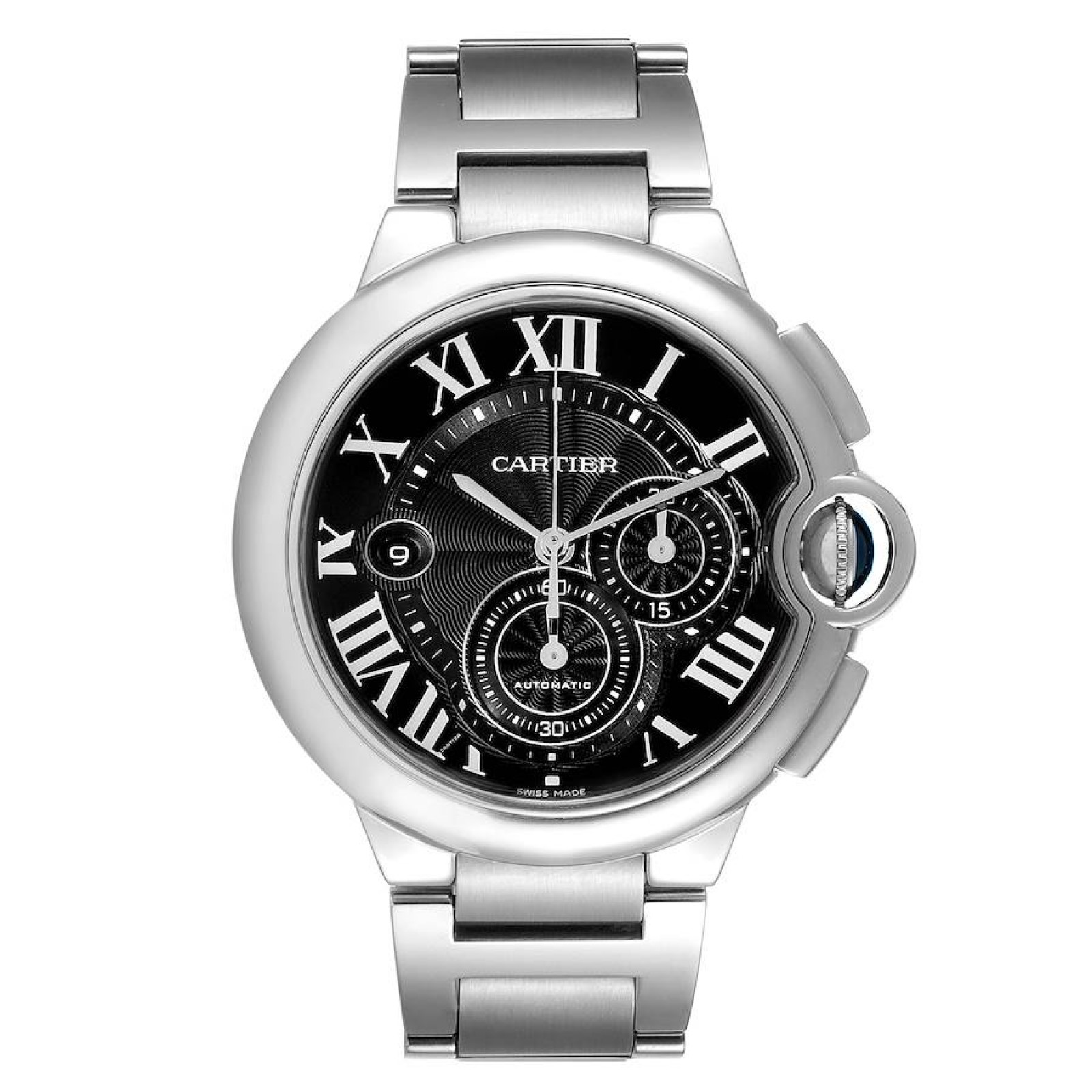 Cartier Ballon Bleu XL Black Dial Chronograph Steel Watch W6920077