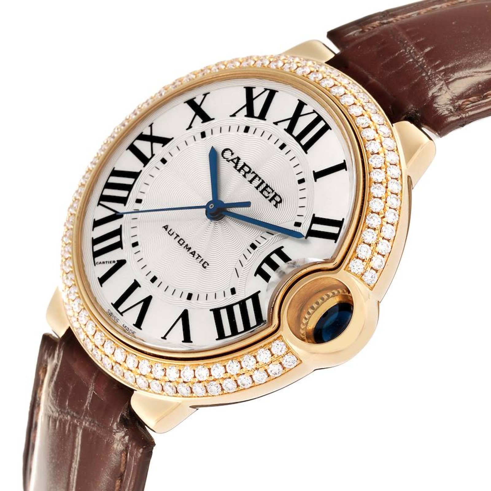 Cartier Ballon Bleu 36 Yellow Gold Diamond Mens Watch WE900451