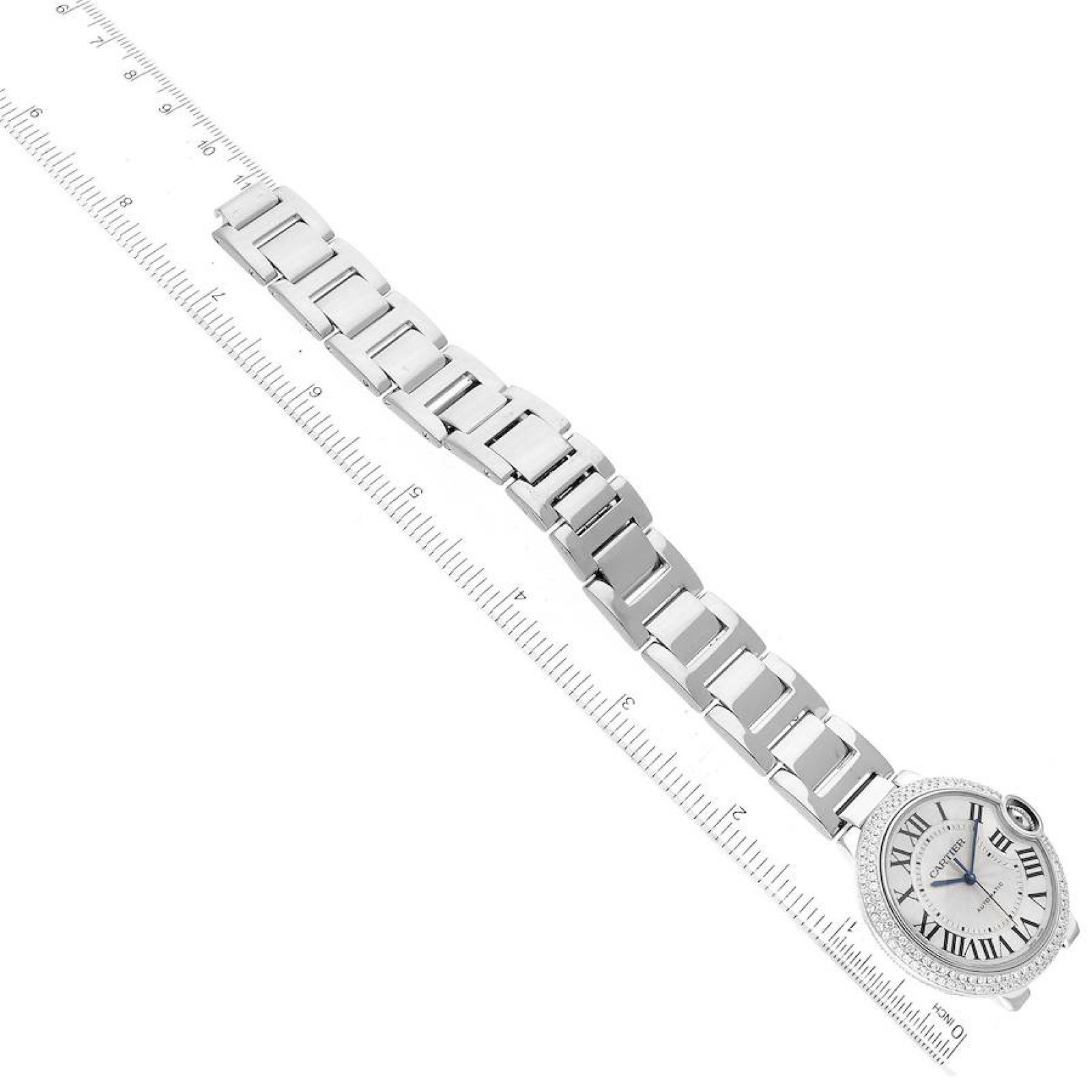 Cartier Ballon Bleu 36mm Automatic White Gold Diamond Watch WE9006Z3