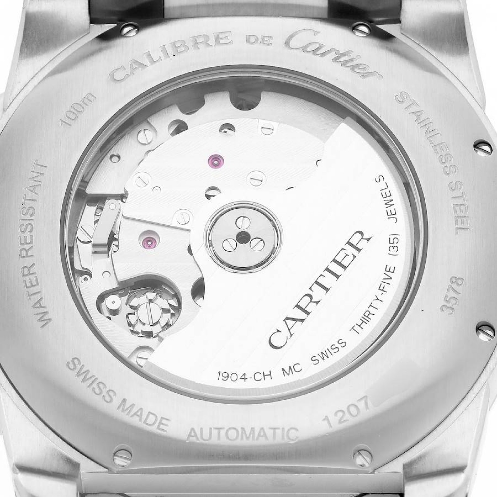 Cartier Calibre Chronograph Steel Rose Gold Mens Watch W7100042