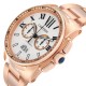 Cartier Calibre Silver Dial Rose Gold Chronograph Mens Watch W7100047