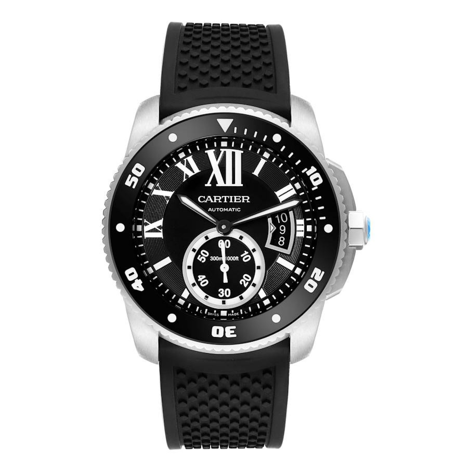 Cartier Calibre Diver Black Dial Steel Mens Watch W7100056