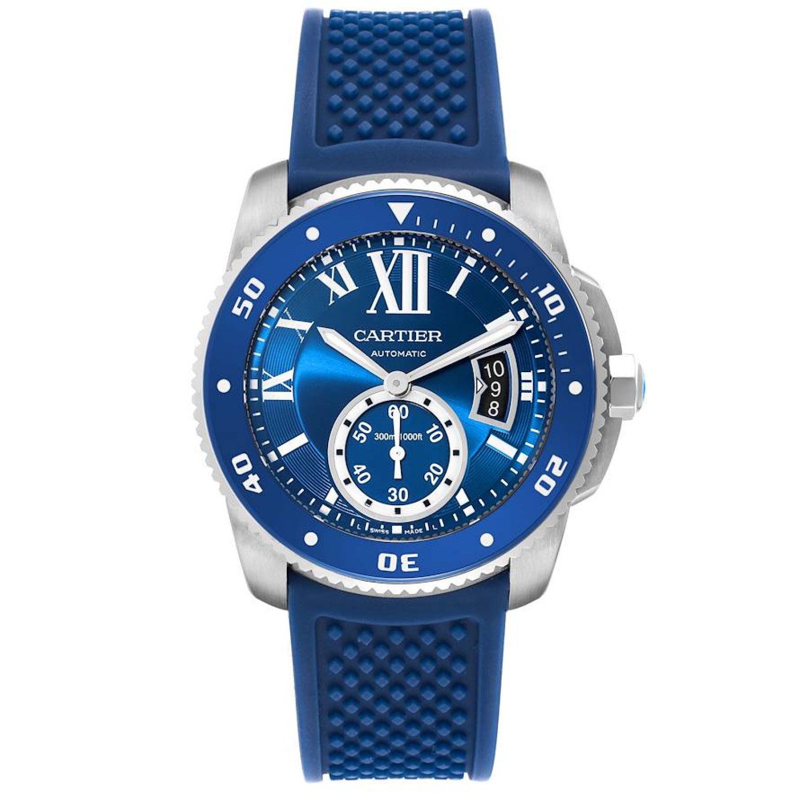 Cartier Calibre Diver Blue Dial Steel Mens Watch WSCA0010