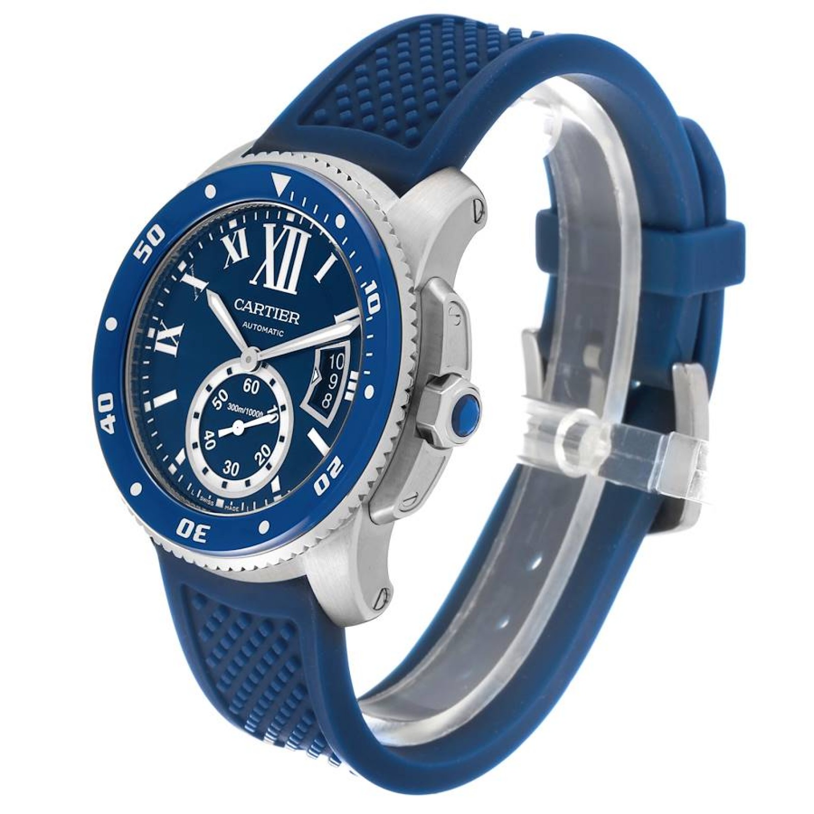 Cartier Calibre Diver Blue Dial Steel Mens Watch WSCA0010