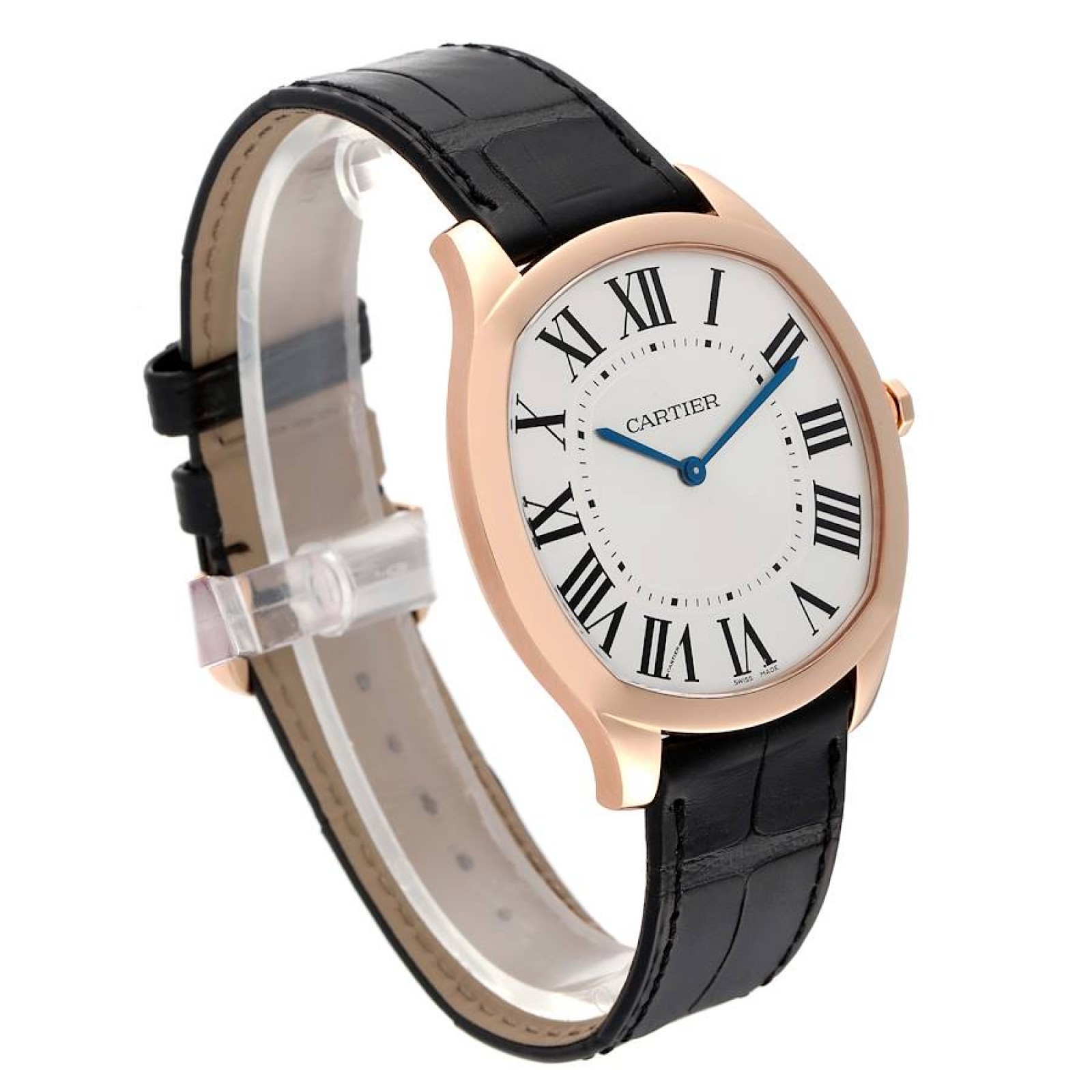 Cartier Drive de Cartier Rose Gold Silver Dial Mens Watch WGNM0006