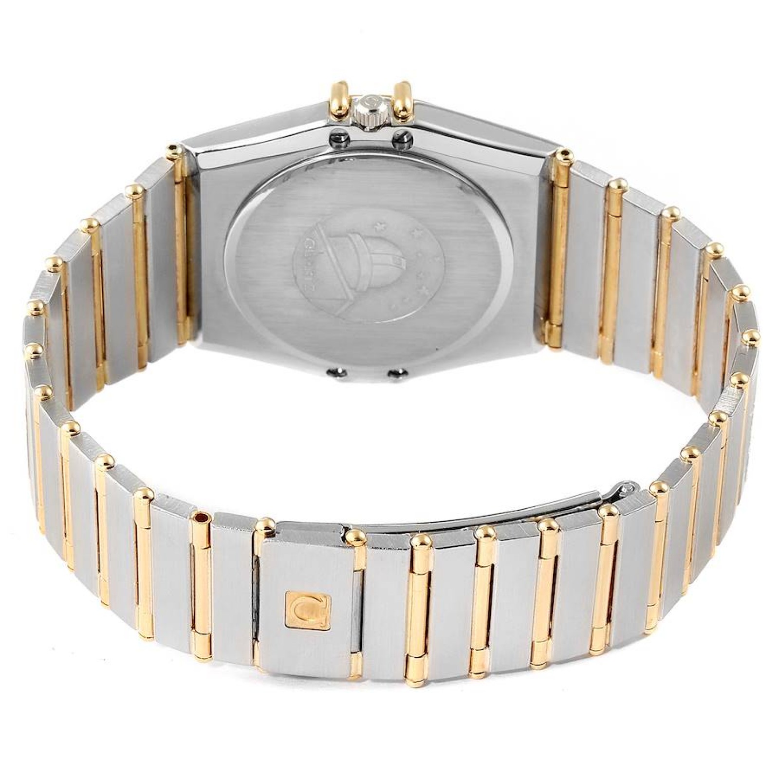 Omega Constellation Day Date Steel Yellow Gold Diamond Mens Watch