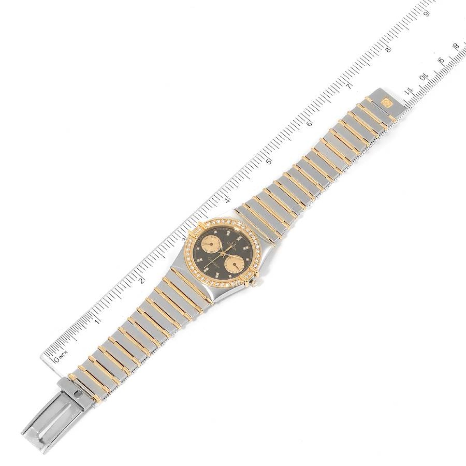 Omega Constellation Day Date Steel Yellow Gold Diamond Mens Watch