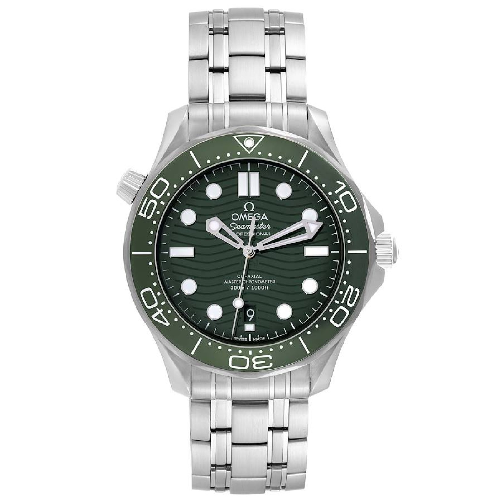 Omega Seamaster Diver Green Dial Steel Mens Watch 210.30.42.20.10.001