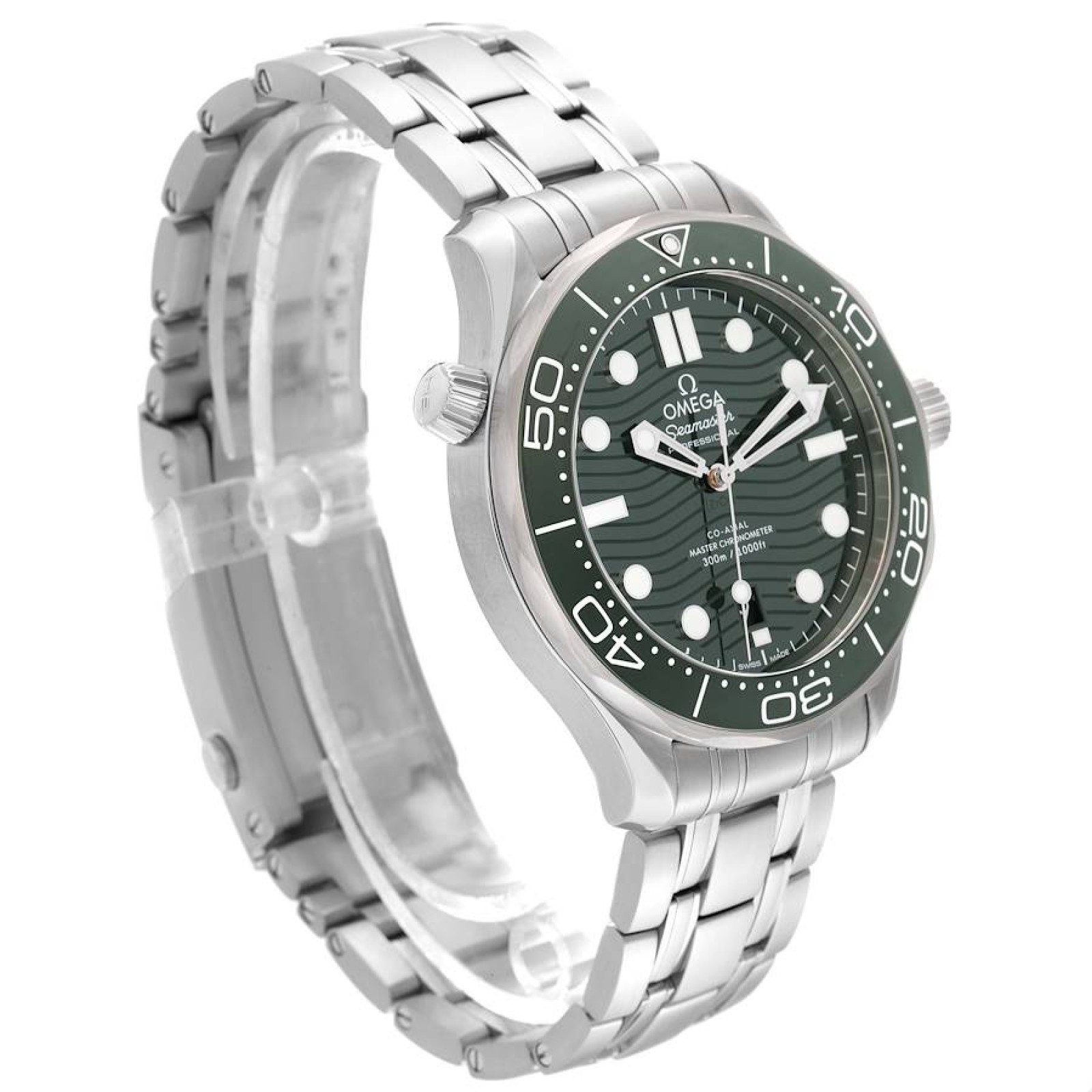 Omega Seamaster Diver Green Dial Steel Mens Watch 210.30.42.20.10.001