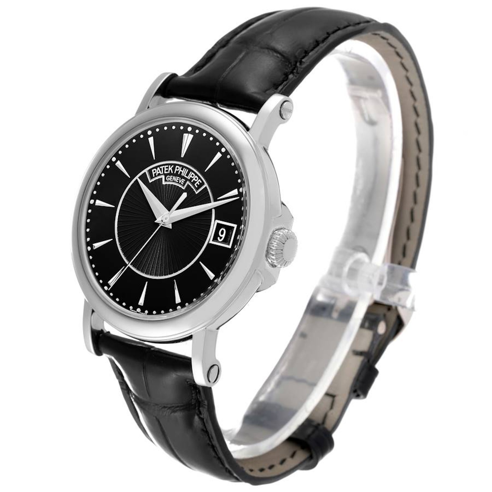 Patek Philippe Calatrava White Gold Black Dial Mens Watch 5153G