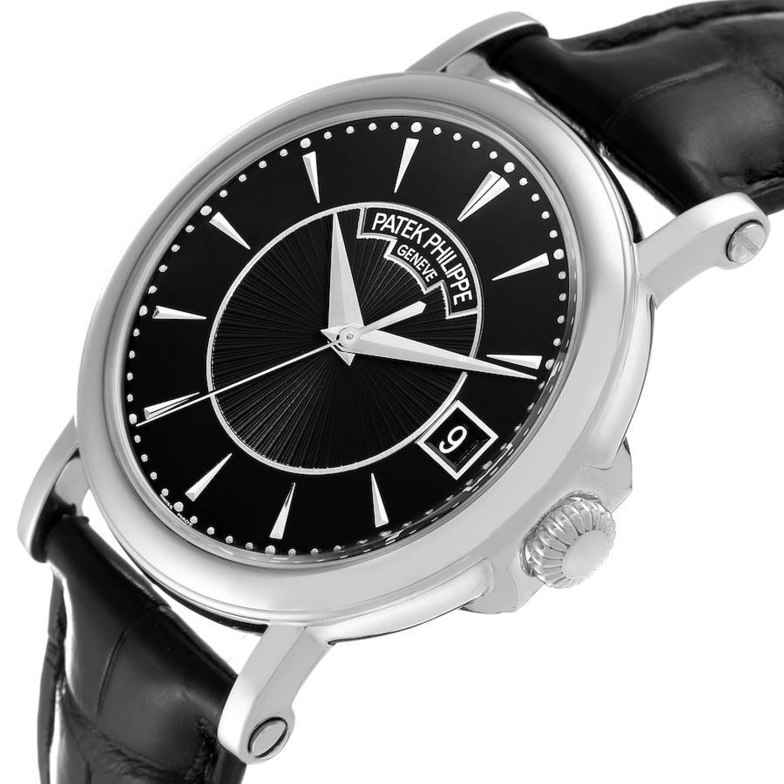 Patek Philippe Calatrava White Gold Black Dial Mens Watch 5153G