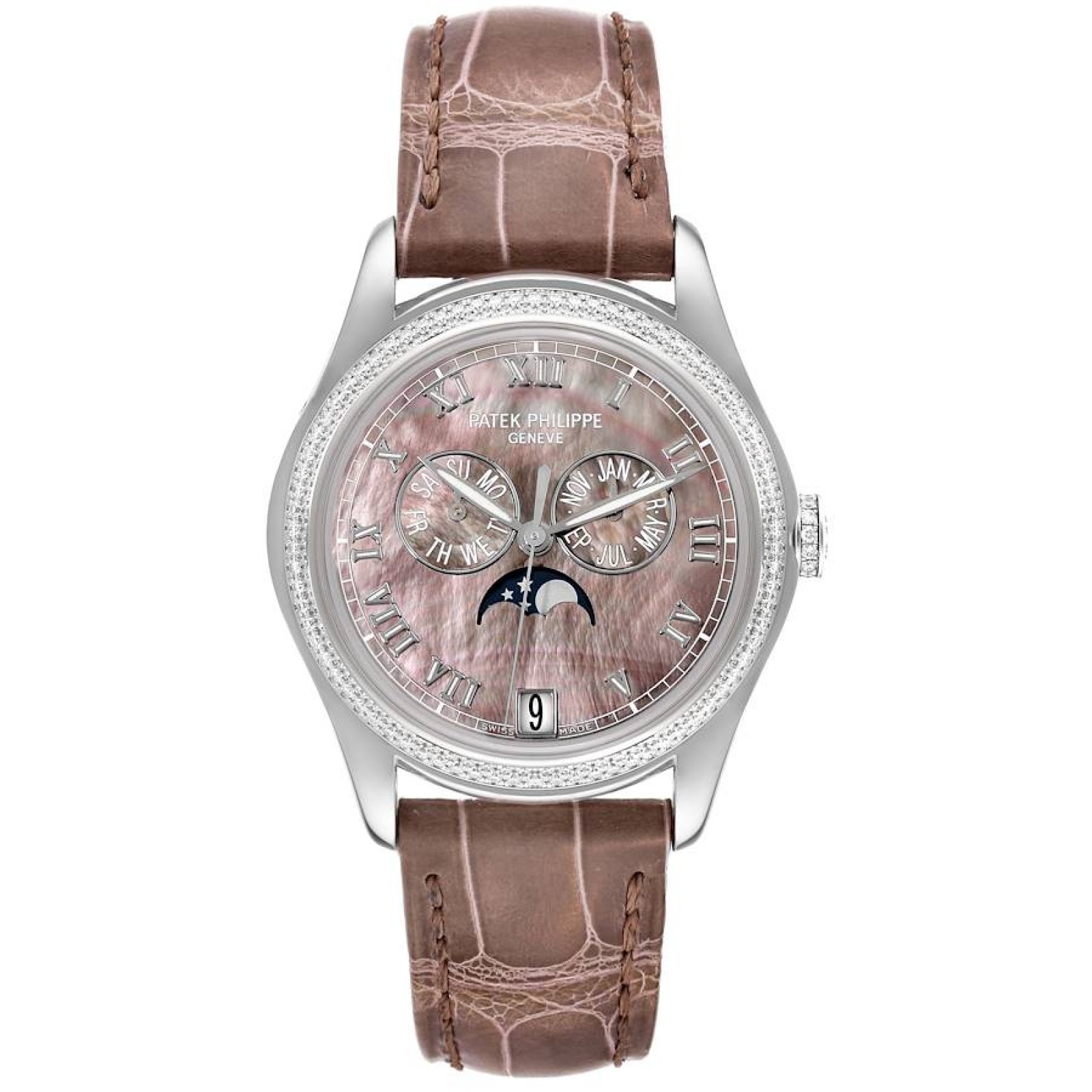 Patek Philippe Annual Calendar White Gold Mother of Pearl Diamond Mens Watch 4936 Box Papers