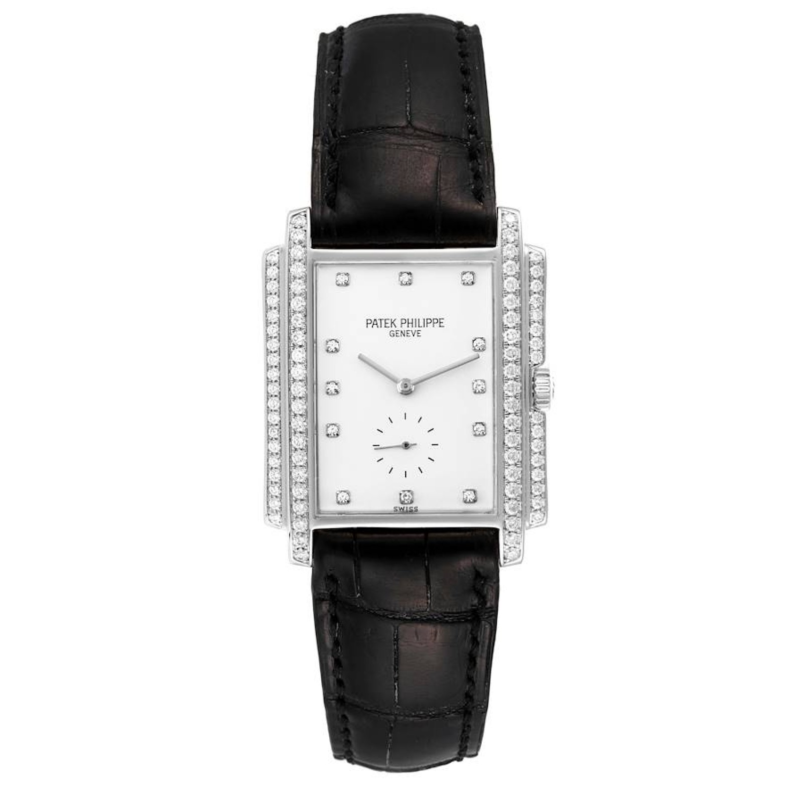 Patek Philippe Gondolo 18k White Gold Diamond Mens Watch 5025