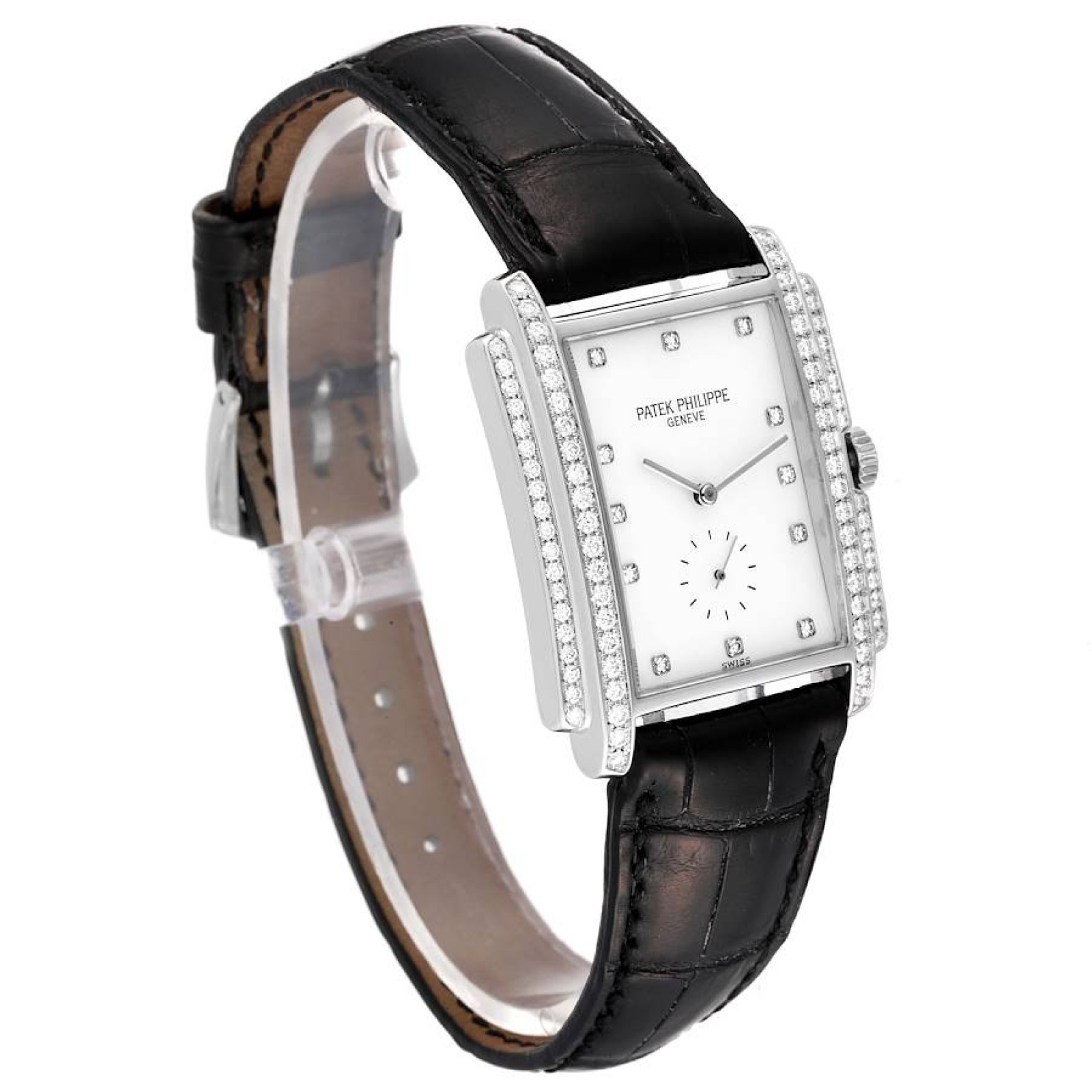 Patek Philippe Gondolo 18k White Gold Diamond Mens Watch 5025