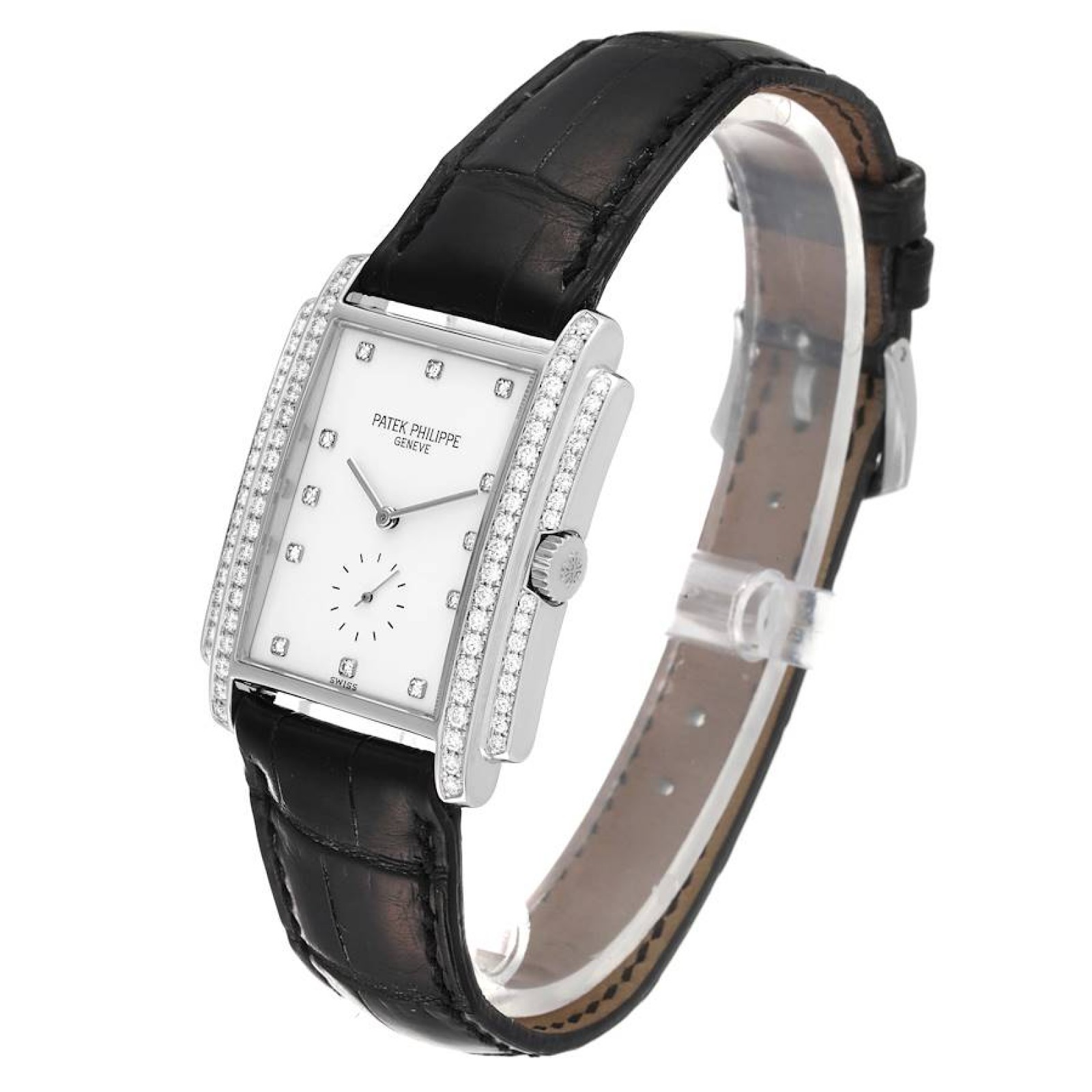 Patek Philippe Gondolo 18k White Gold Diamond Mens Watch 5025