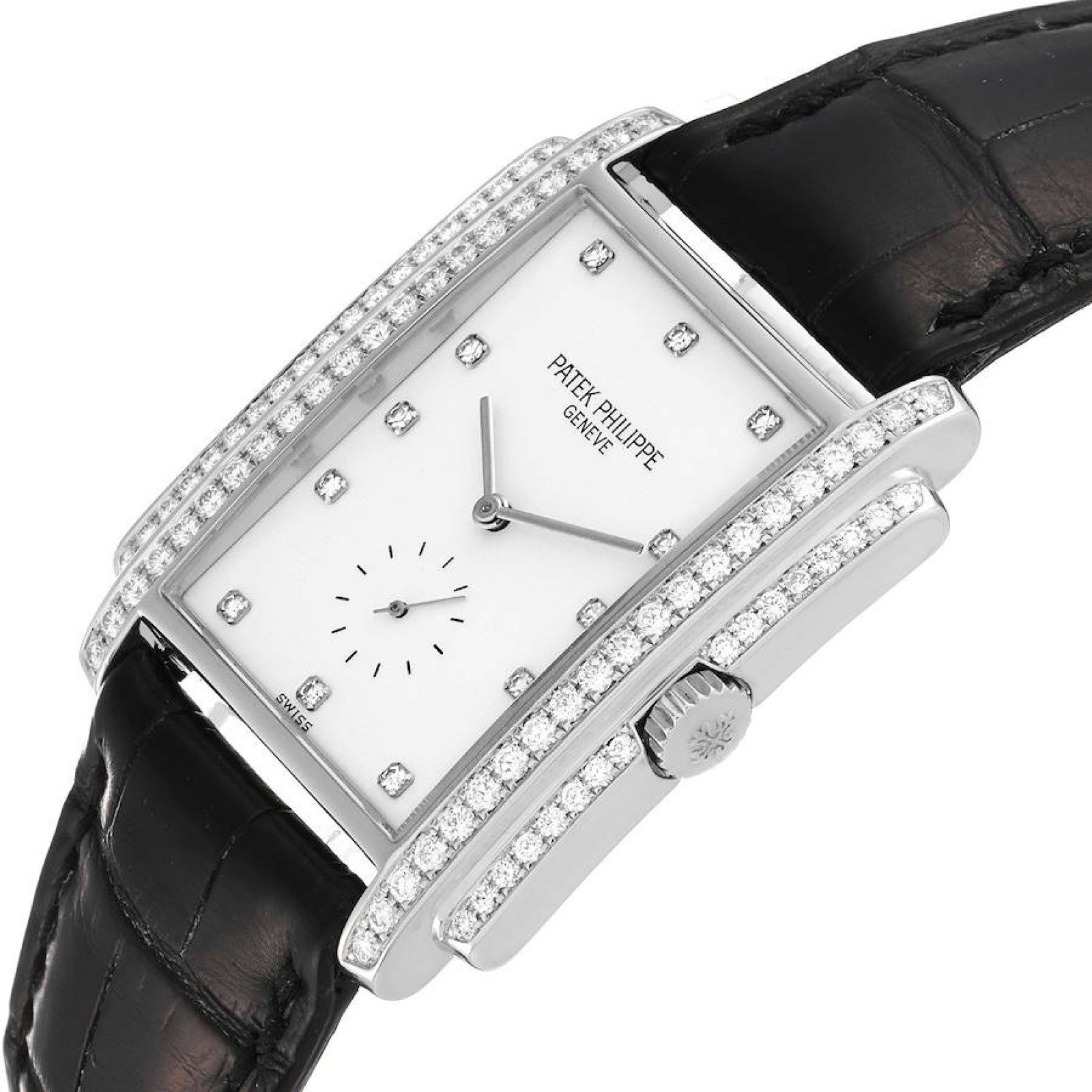 Patek Philippe Gondolo 18k White Gold Diamond Mens Watch 5025