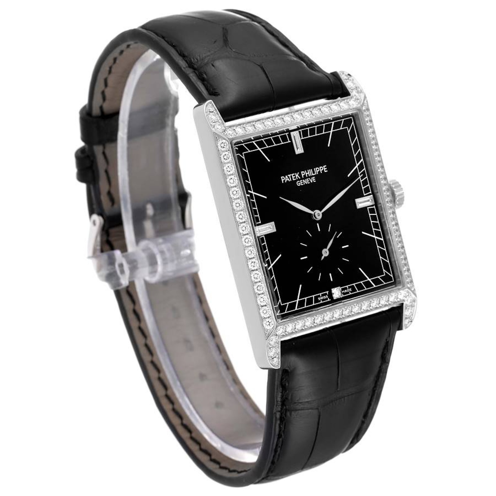 Patek Philippe Gondolo White Gold Black Dial Diamond Mens Watch 5112