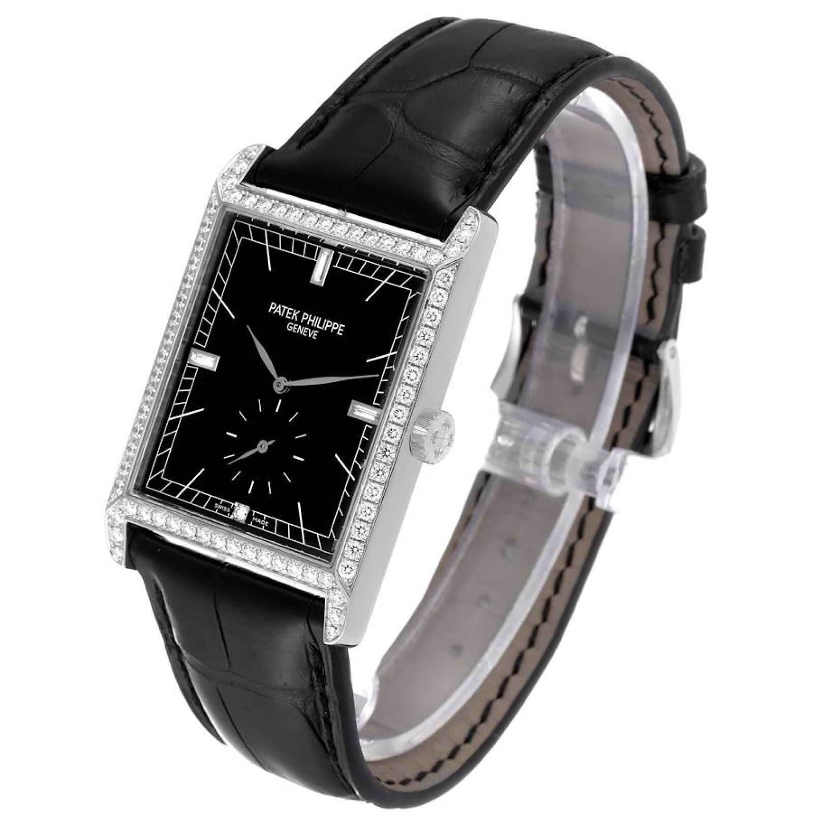 Patek Philippe Gondolo White Gold Black Dial Diamond Mens Watch 5112