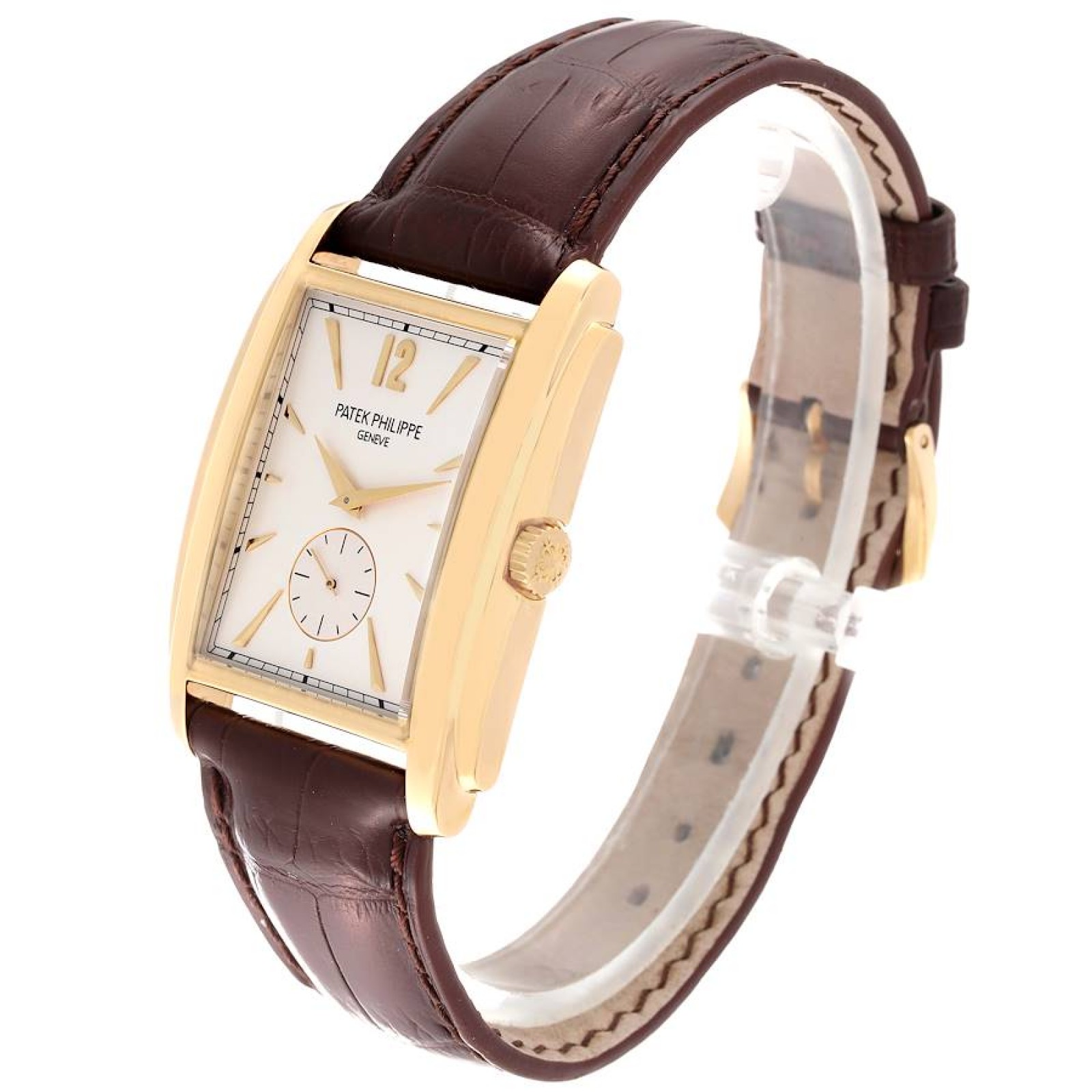 Patek Philippe Gondolo Small Seconds Yellow Gold Silver Dial Mens Watch 5124