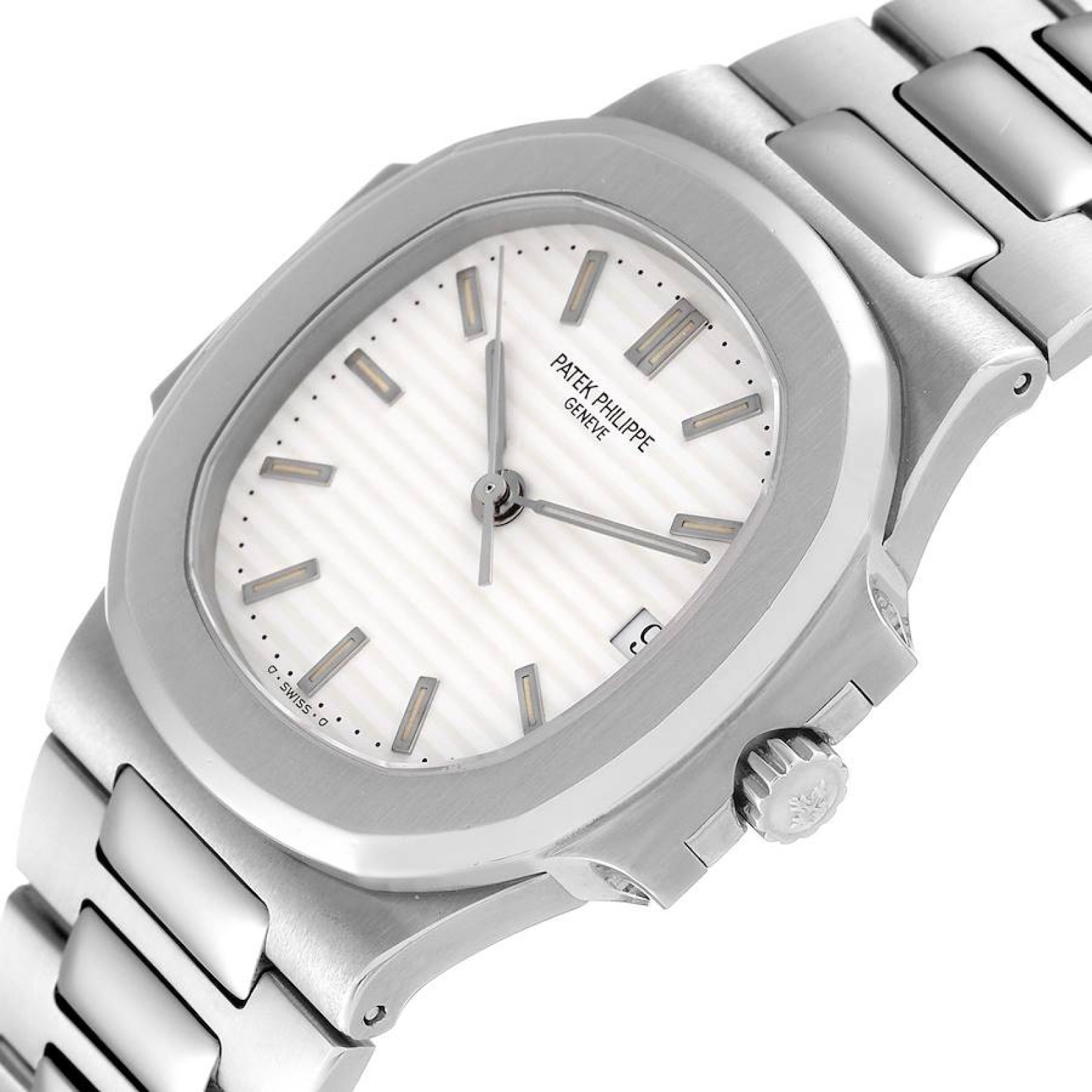 Patek Philippe Nautilus White Dial Automatic Steel Mens Watch 3800