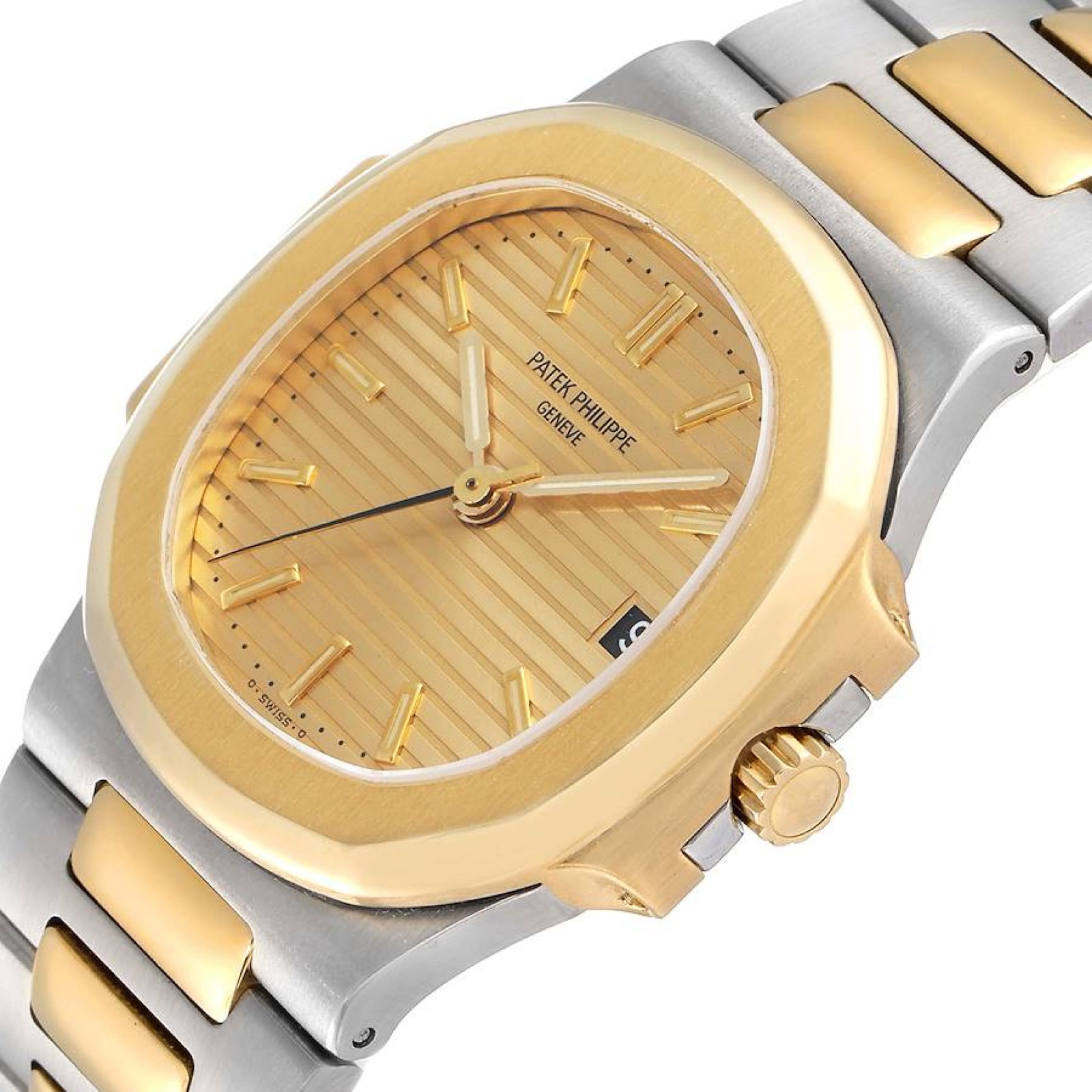 Patek Philippe Nautilus Steel Yellow Gold Champagne Dial Mens Watch 3800